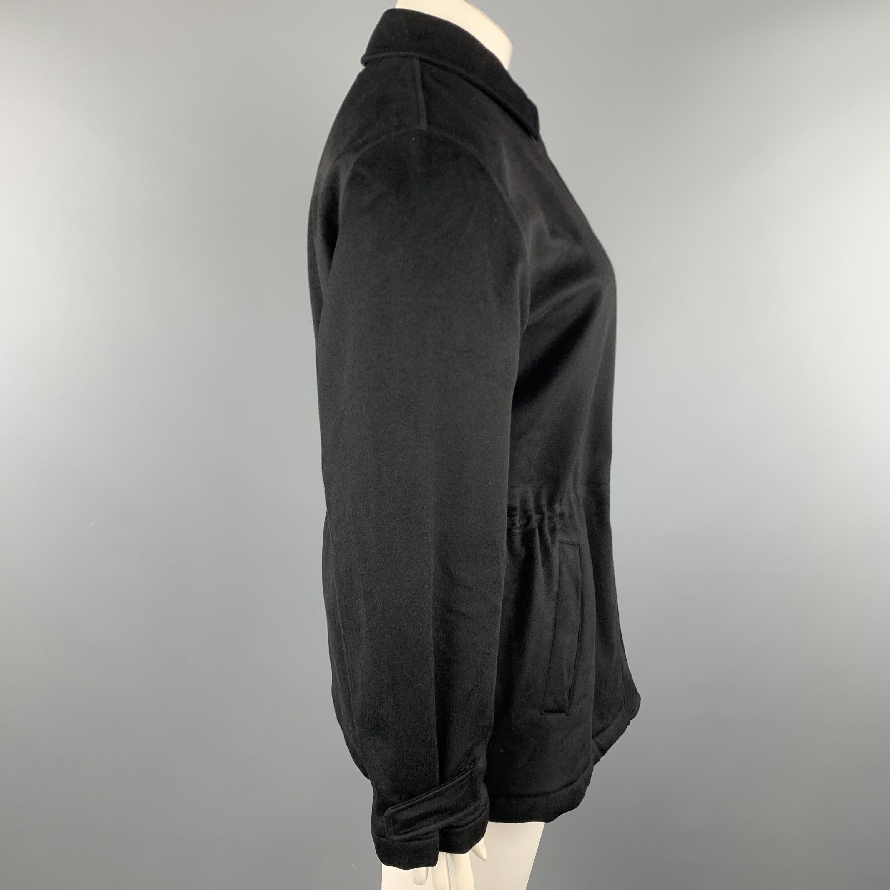 LORO PIANA Size 12 Black Cashmere STORM SYSTEM Drawstring Jacket In Excellent Condition In San Francisco, CA