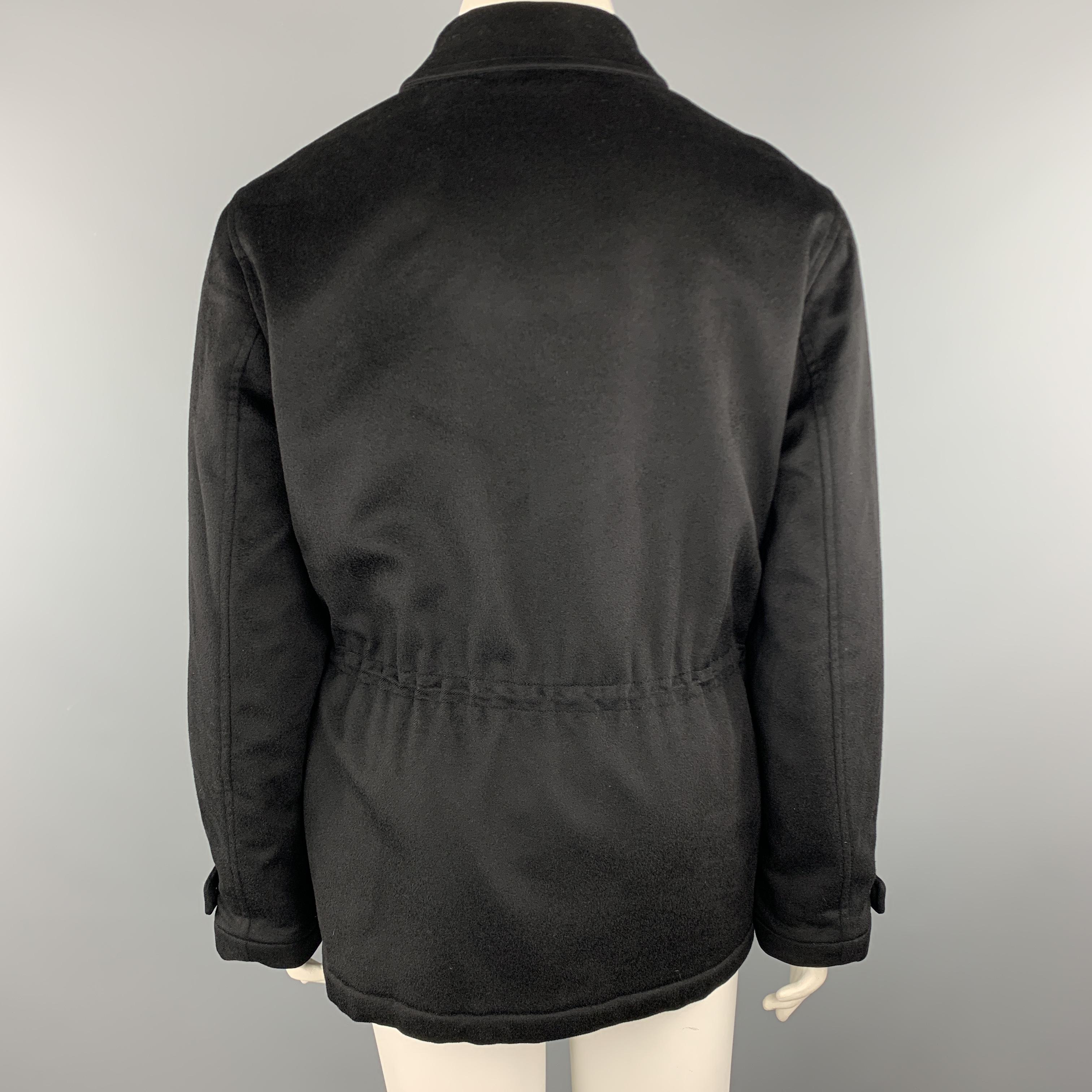 Women's LORO PIANA Size 12 Black Cashmere STORM SYSTEM Drawstring Jacket