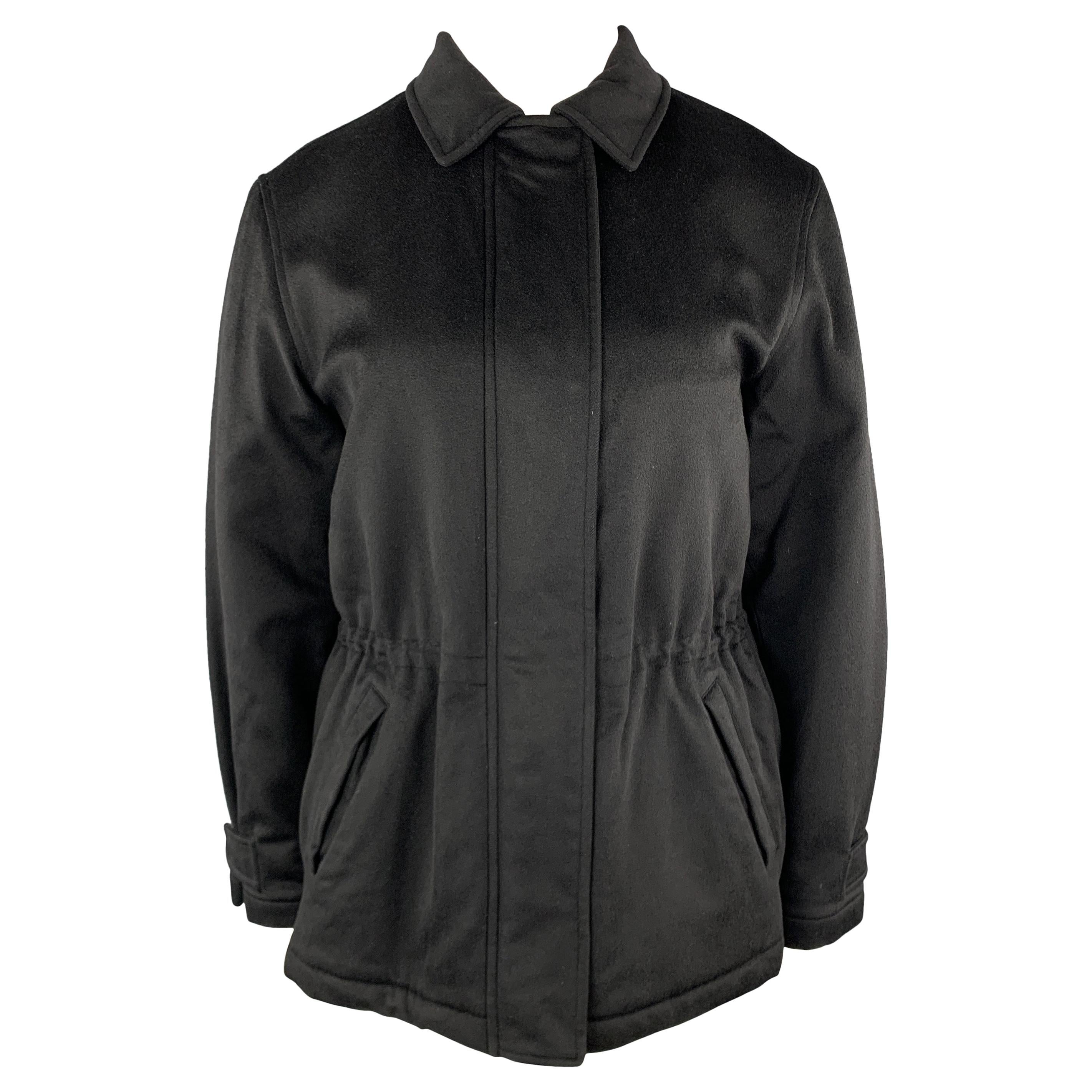 LORO PIANA Size 12 Black Cashmere STORM SYSTEM Drawstring Jacket