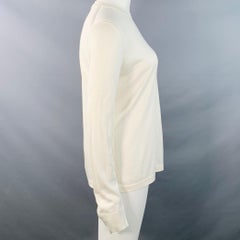 LORO PIANA Size 12 Cream Silk Cotton Jersey Crew Neck Pullover