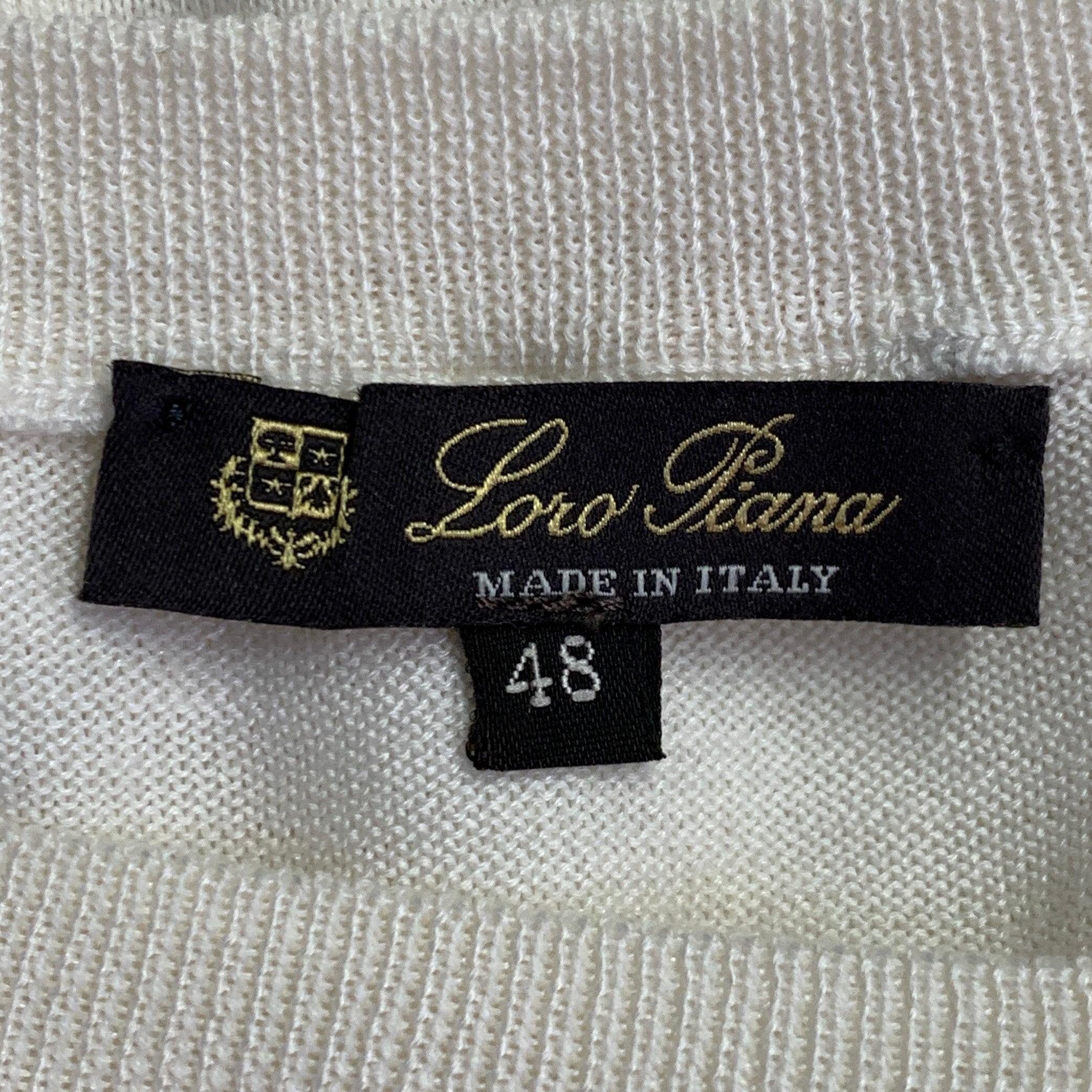 LORO PIANA Größe 12 Creme Seide Baumwolle Jersey Rundhalsausschnitt Pullover im Zustand „Hervorragend“ im Angebot in San Francisco, CA