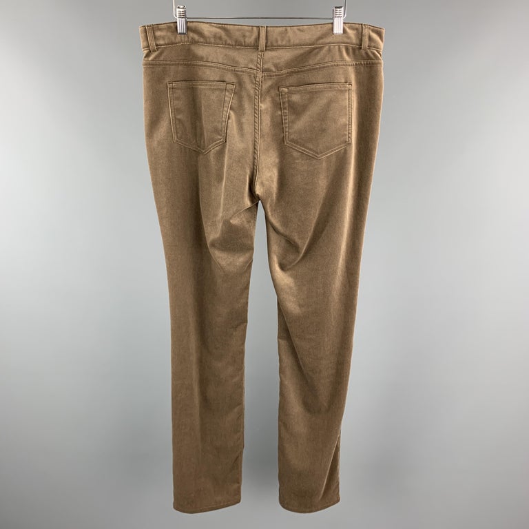 LORO PIANA Size 12 Taupe Cotton / Elastane Dress Pants For Sale at 1stDibs