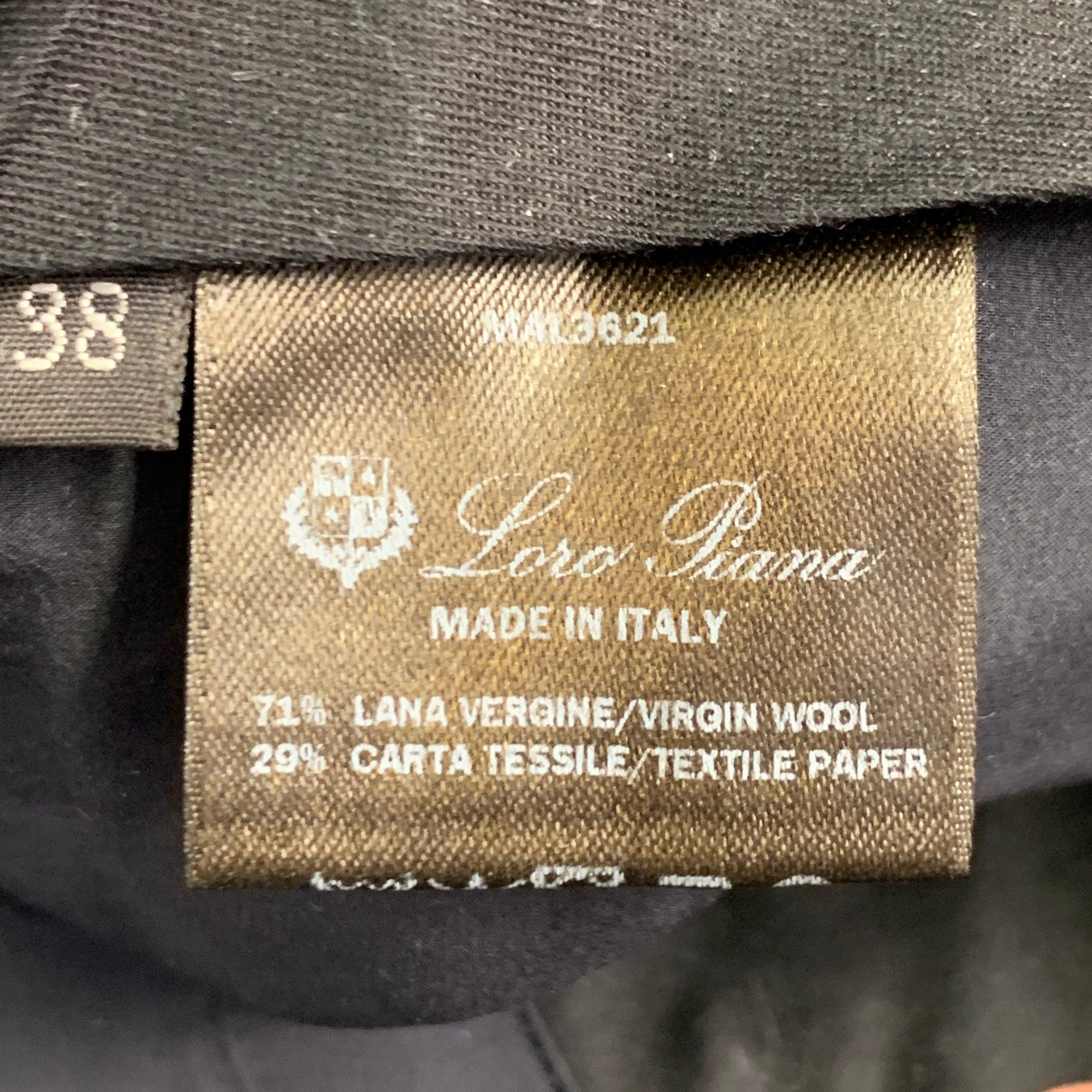 LORO PIANA Taille 2 - Robe large plissée en laine vierge noire et papier en vente 1