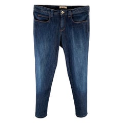 LORO PIANA Taille 34 Pantalon slim décontracté en coton mélangé bleu