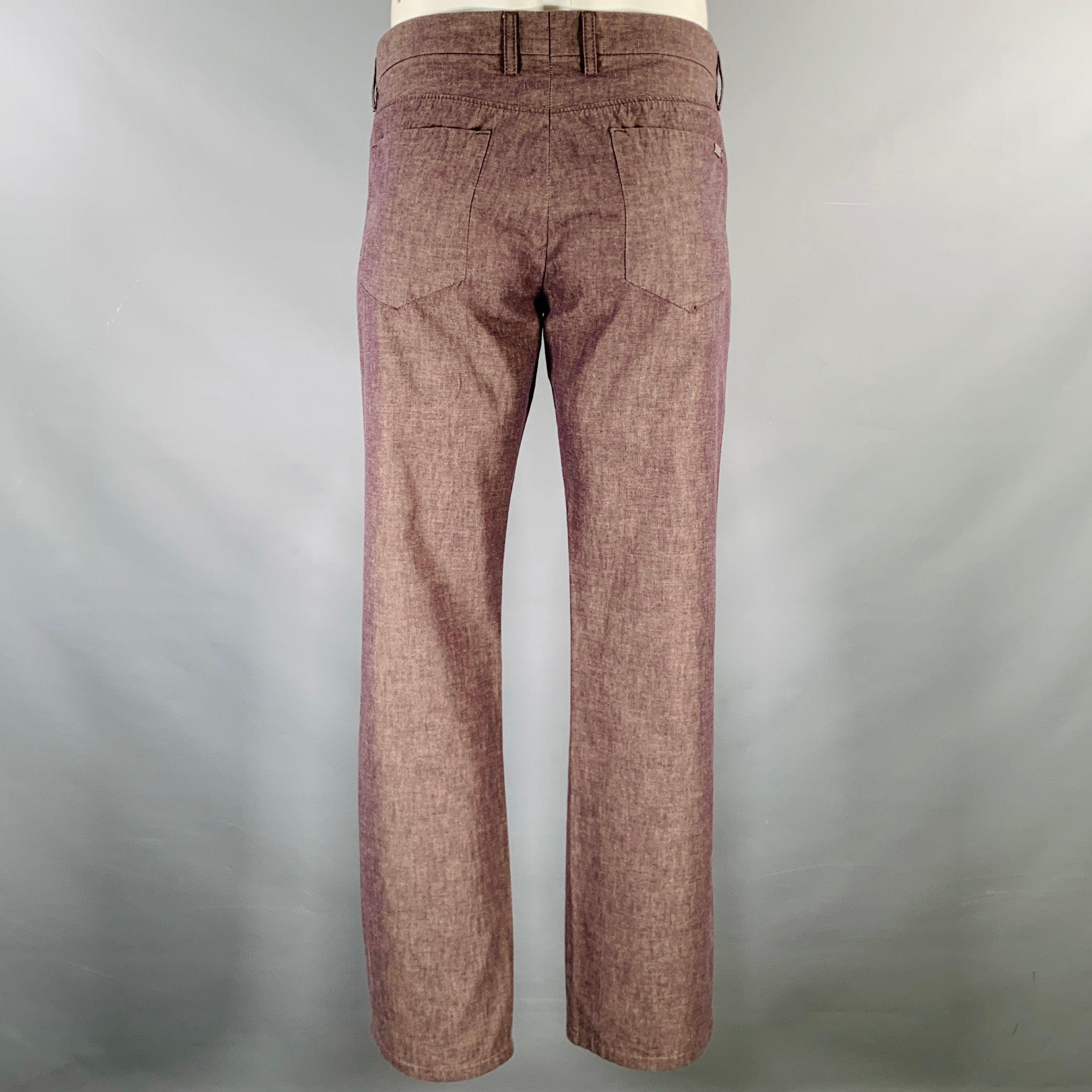 Brown LORO PIANA Size 36 Purple Cotton Button Fly Casual Pants