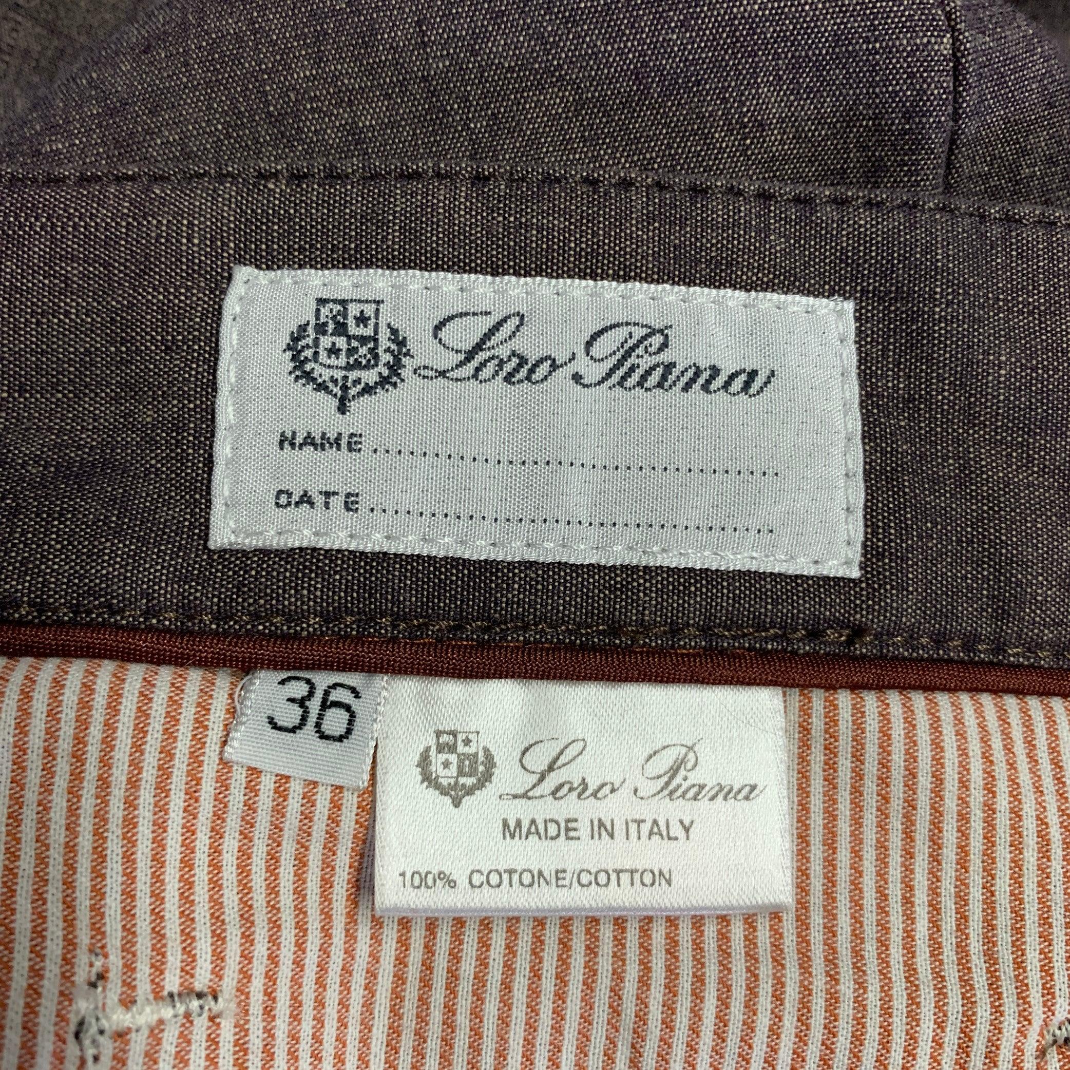 Men's LORO PIANA Size 36 Purple Cotton Button Fly Casual Pants