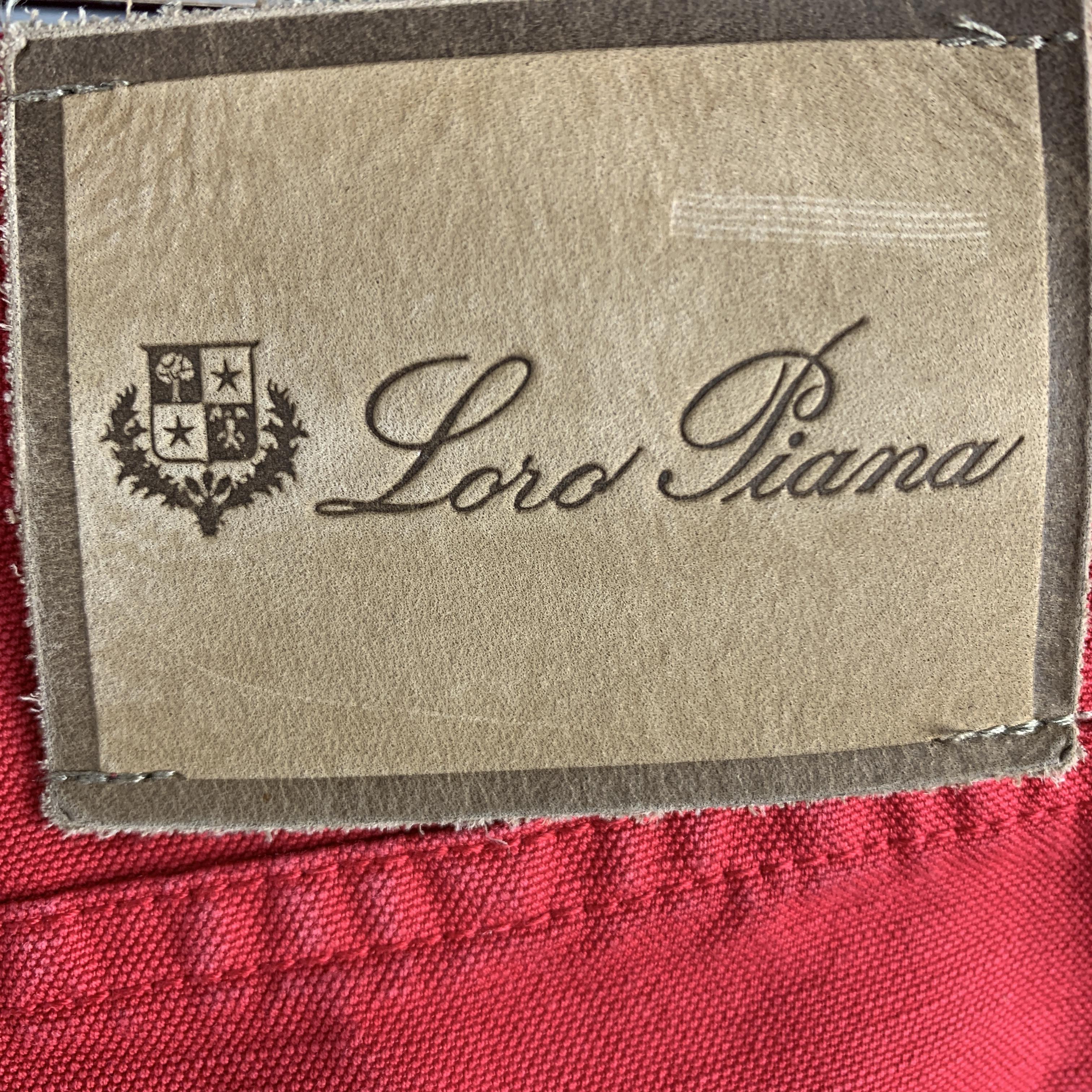 Men's LORO PIANA Size 36 Red Solid Cotton / Flax Zip Fly Casual Pants