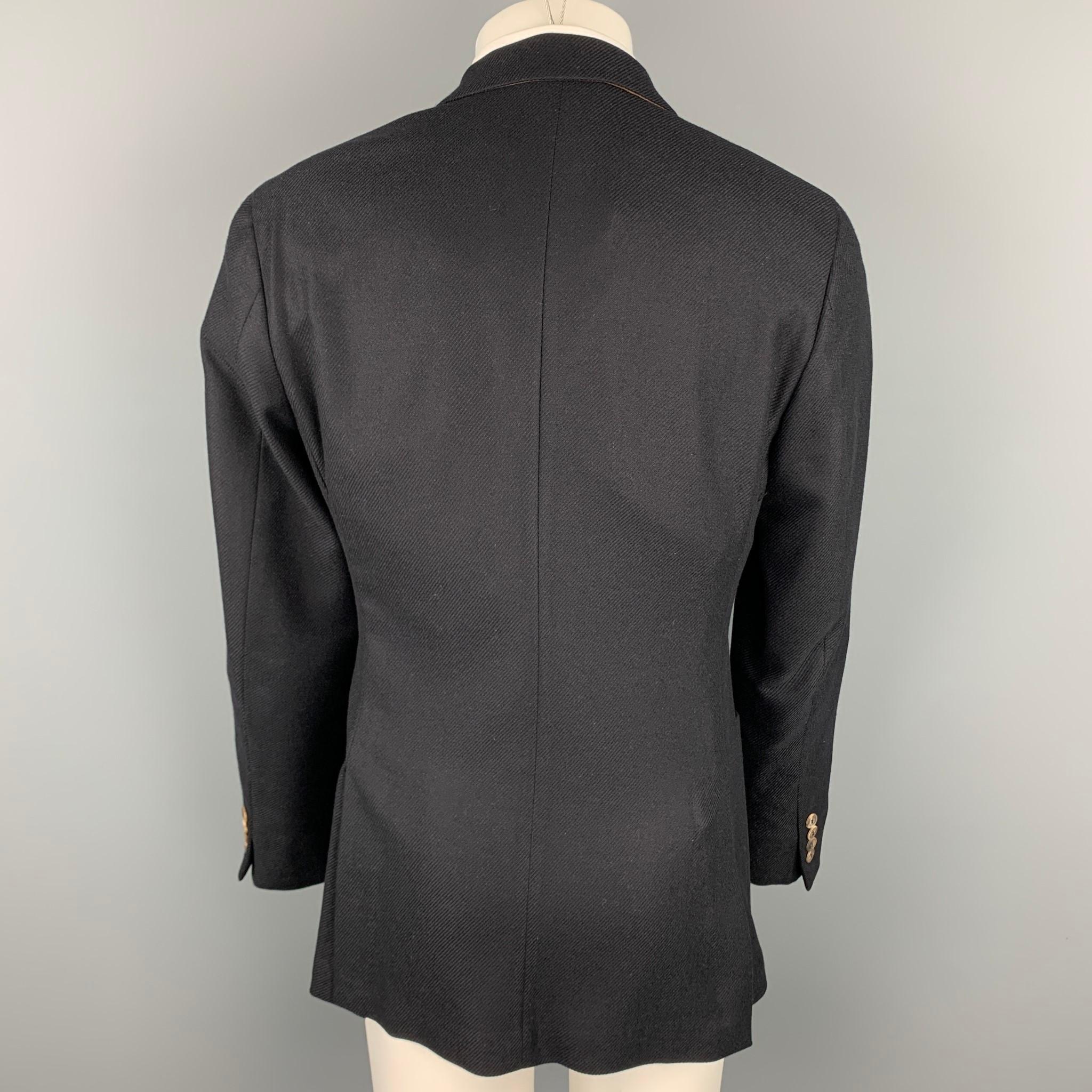 LORO PIANA Size 38 Black Cashmere Notch Lapel Sport Coat In Excellent Condition In San Francisco, CA