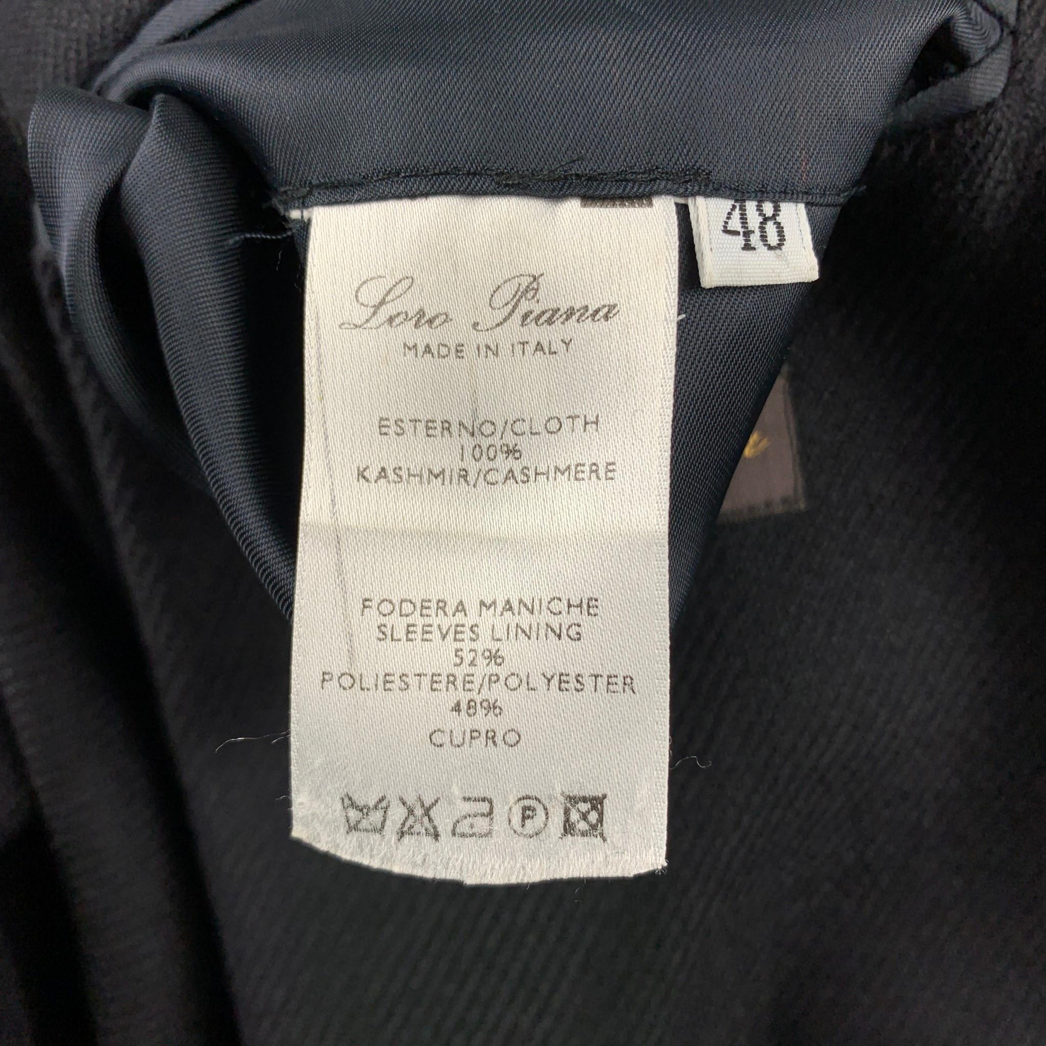 LORO PIANA Size 38 Black Cashmere Notch Lapel Sport Coat 1