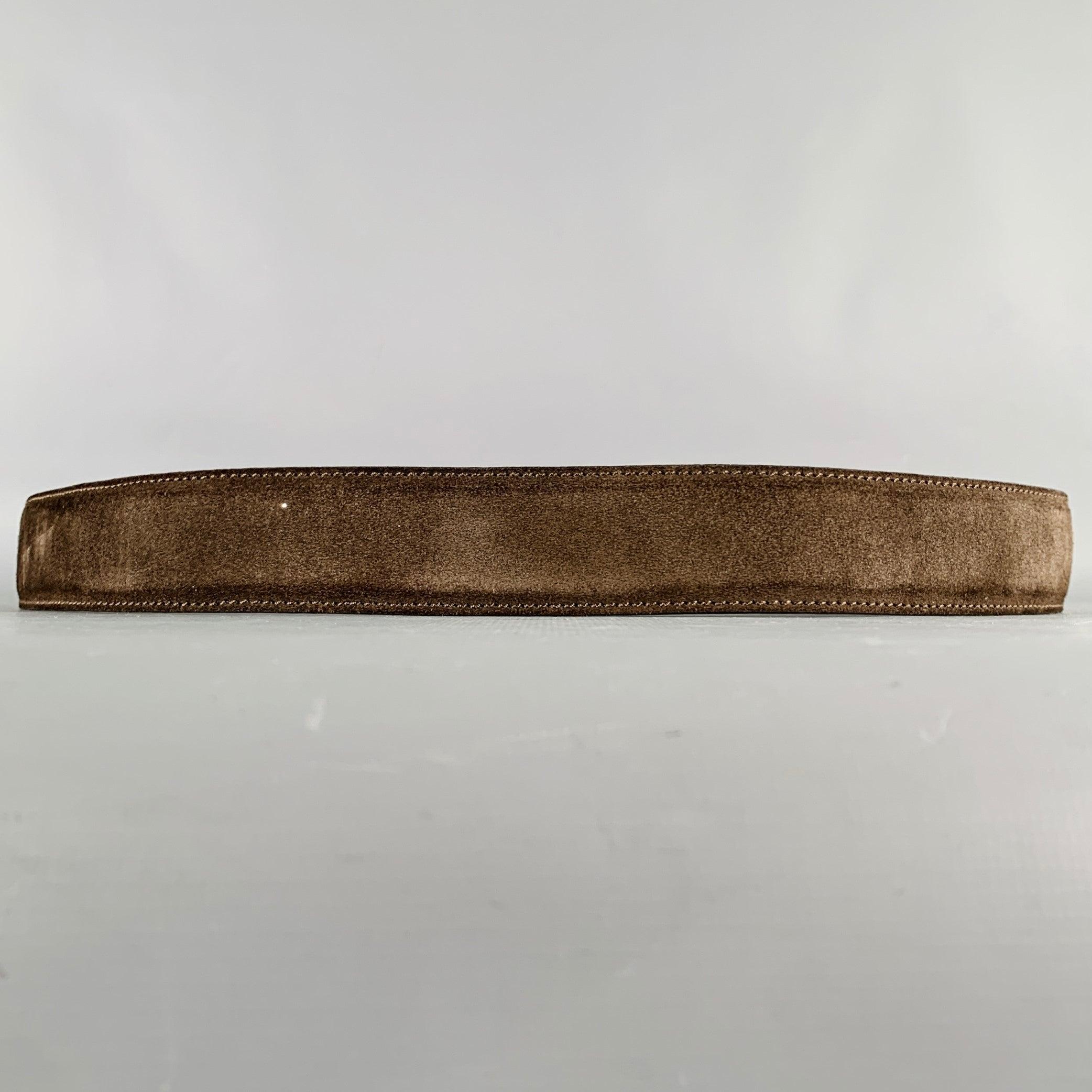 Noir LORO PIANA Taille 38 Ceinture en daim brun foncé argenté en vente