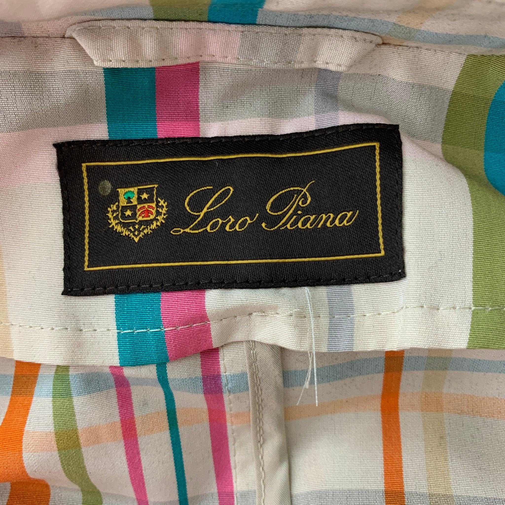 LORO PIANA Size 4  Multi-color Plaid Cotton / Silk Detachable Hood Jacket For Sale 2
