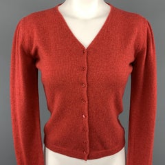 LORO PIANA Size 4 Red Cashmere V Neck Cardigan