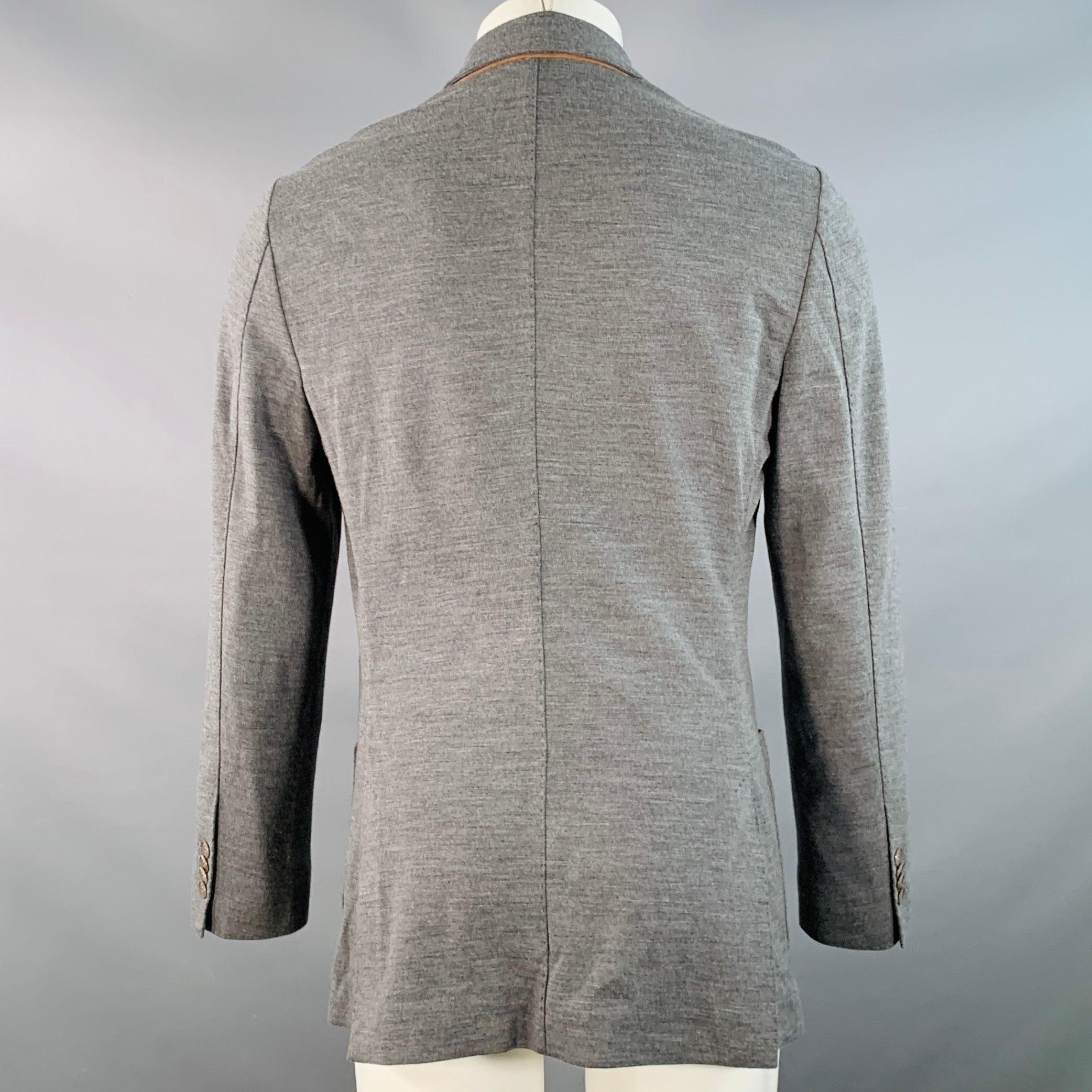 LORO PIANA Talla 40 Gris Lana virgen Chaqueta de un solo pecho con solapa de muesca en Excelente estado para la venta en San Francisco, CA