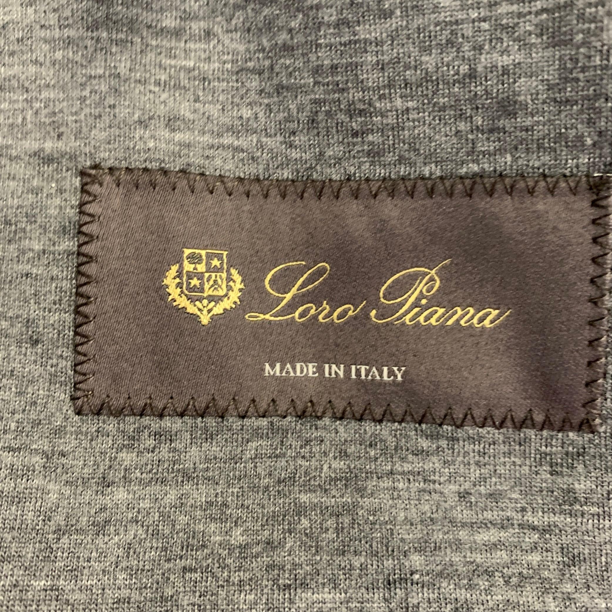 LORO PIANA Talla 40 Gris Lana virgen Chaqueta de un solo pecho con solapa de muesca en venta 1