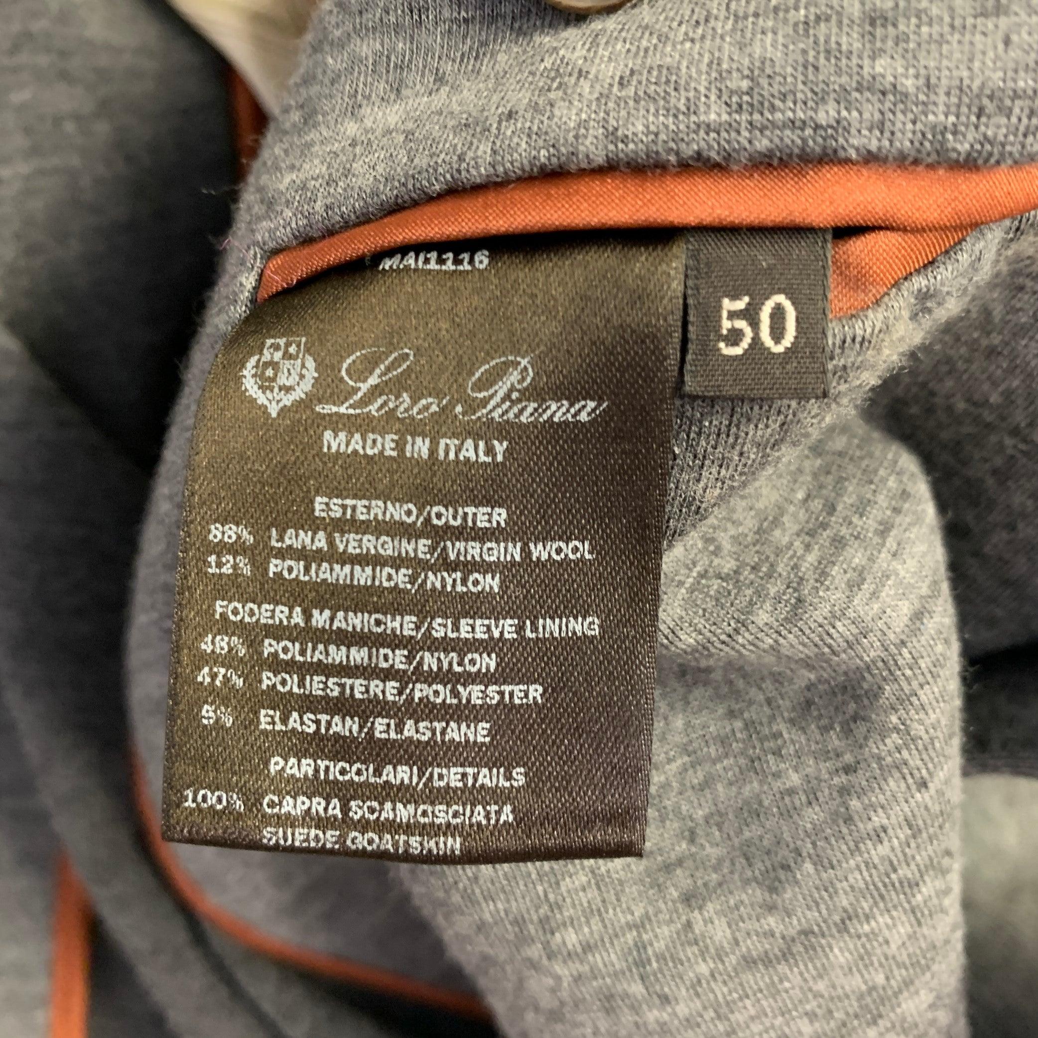 LORO PIANA Talla 40 Gris Lana virgen Chaqueta de un solo pecho con solapa de muesca en venta 2