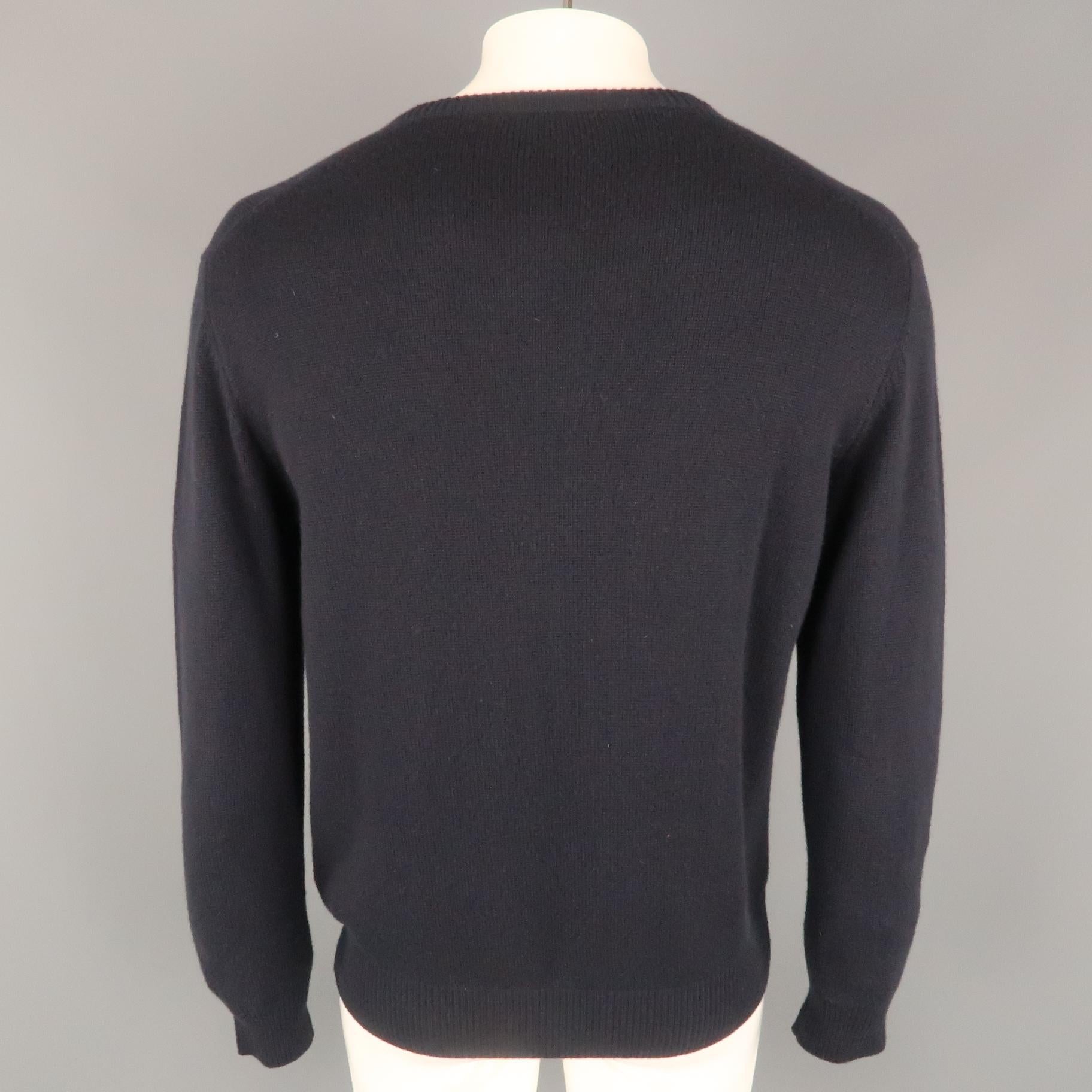 LORO PIANA Size 40 Navy Solid Cashmere V-Neck Pullover In Excellent Condition In San Francisco, CA