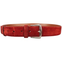LORO PIANA Size 42 Maroon Suede Belt