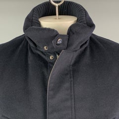 LORO PIANA Size 42 Navy Cashmere Zip & Snaps Jacket