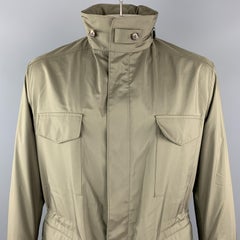 LORO PIANA Size 42 Olive Storm System Zip & Snaps Zip Hood Jacket