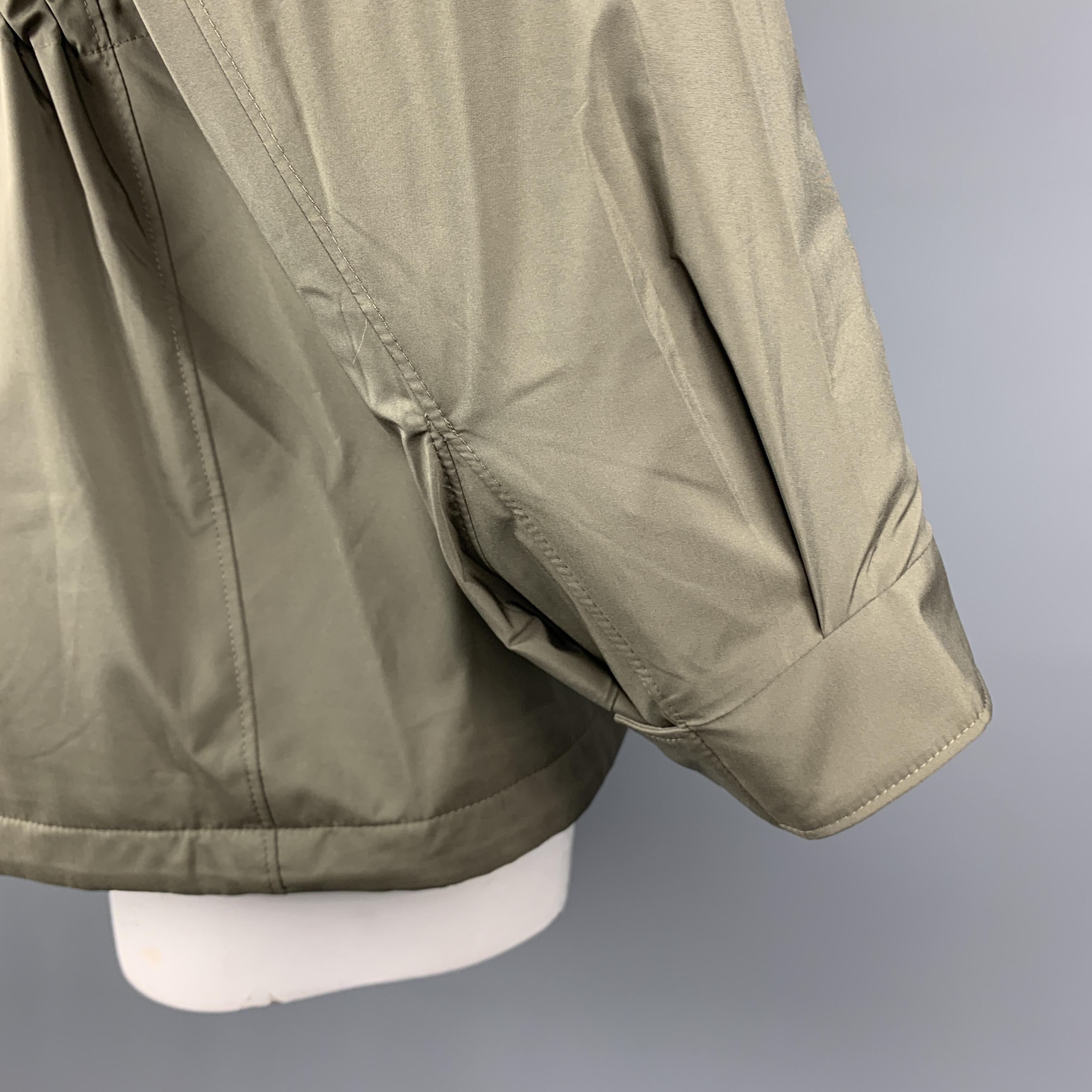 Men's LORO PIANA Size 42 Olive Storm System Zip & Snaps Zip Hood Jacket