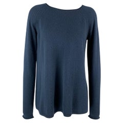 LORO PIANA Size 6 Navy Cashmere Crew-Neck A-line Pullover