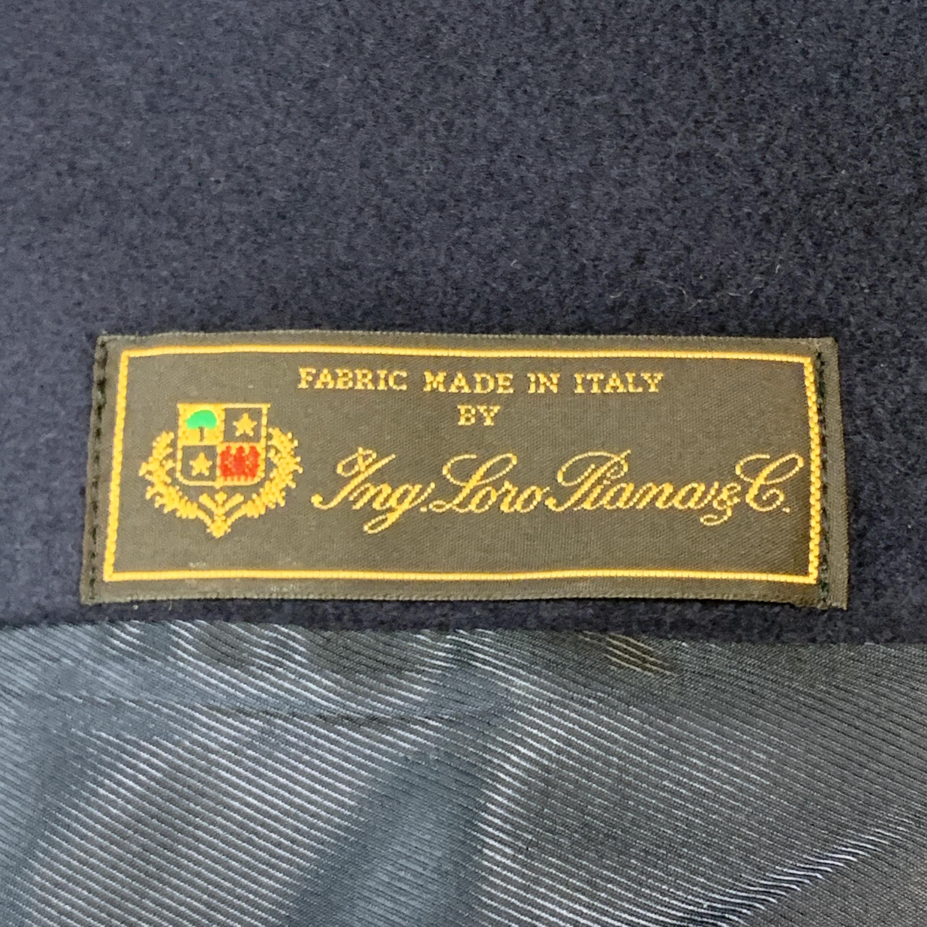 Men's LORO PIANA Size 6 Navy Virgin Wool Peak Lapel Back Belt Long Coat