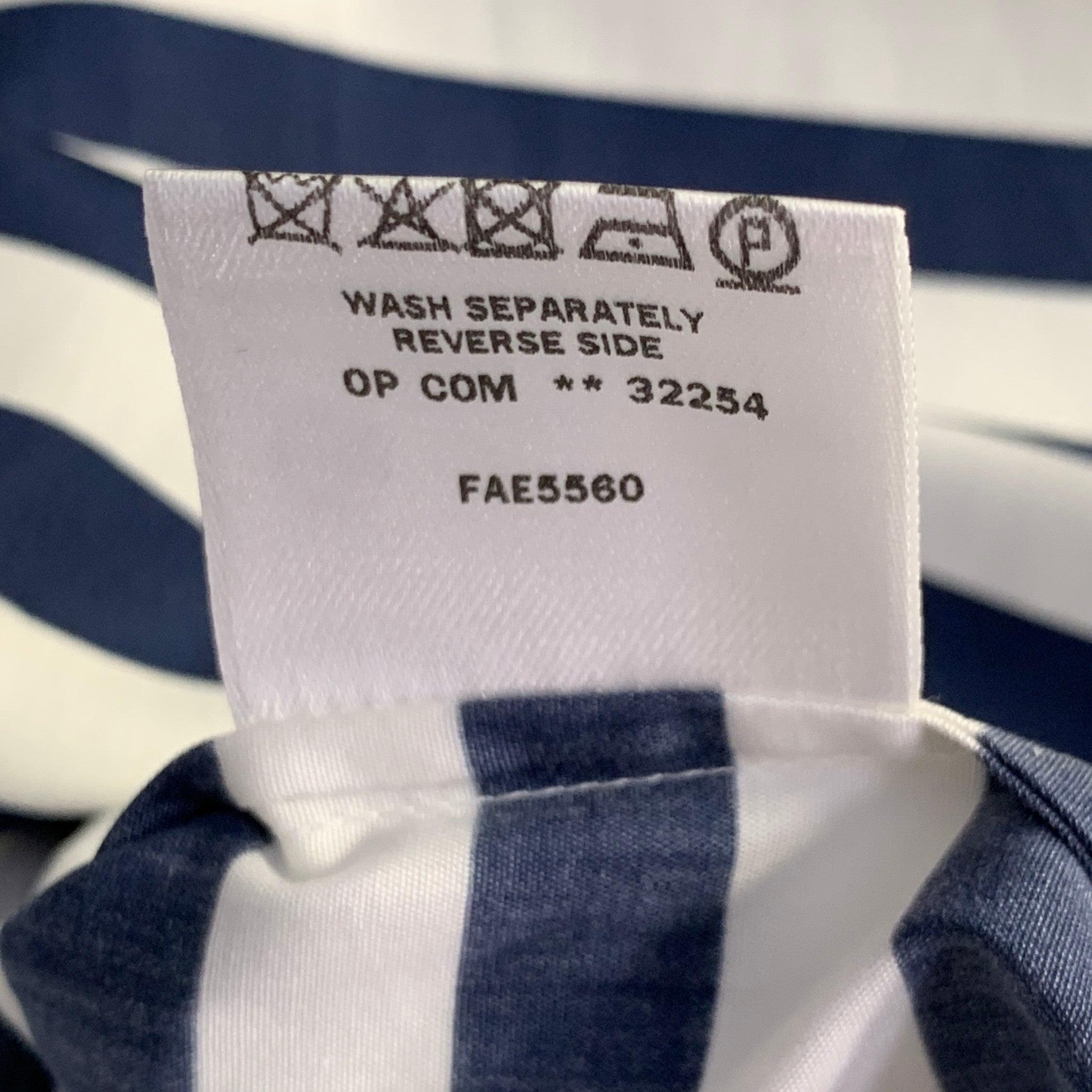 LORO PIANA Talla 6 Blanco Azul Marino Algodón Rayas Un Bolsillo Top Casual en venta 3