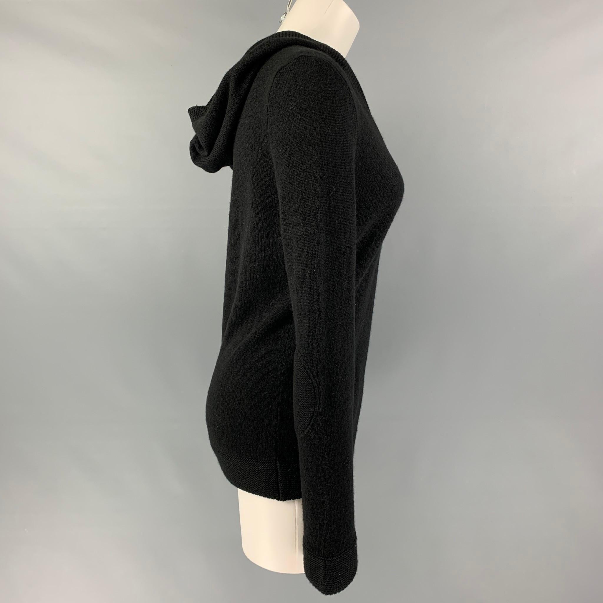 LORO PIANA Size 8 Black Cashmere Hooded Sweater In Good Condition In San Francisco, CA