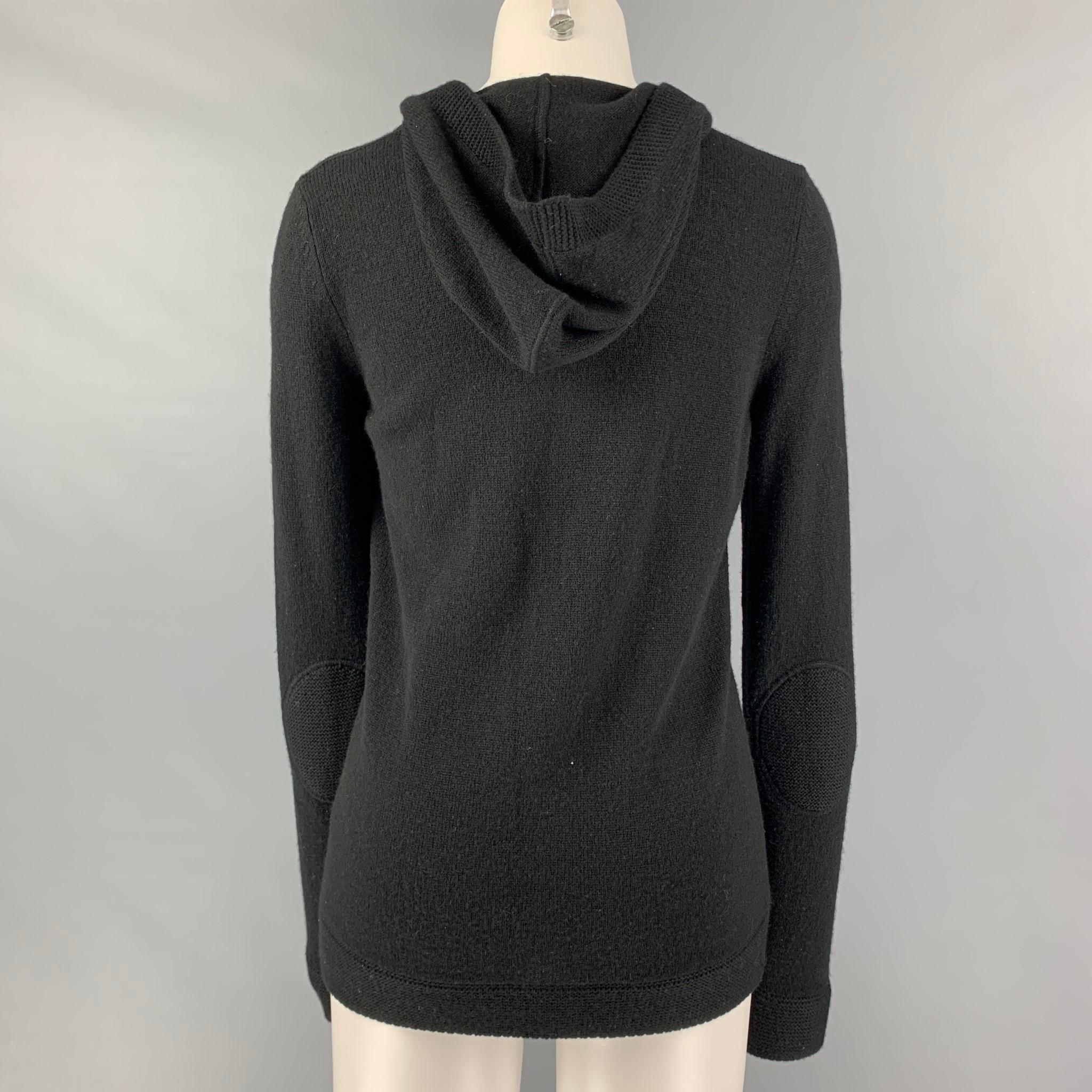 Women's LORO PIANA Size 8 Black Cashmere Hooded Sweater