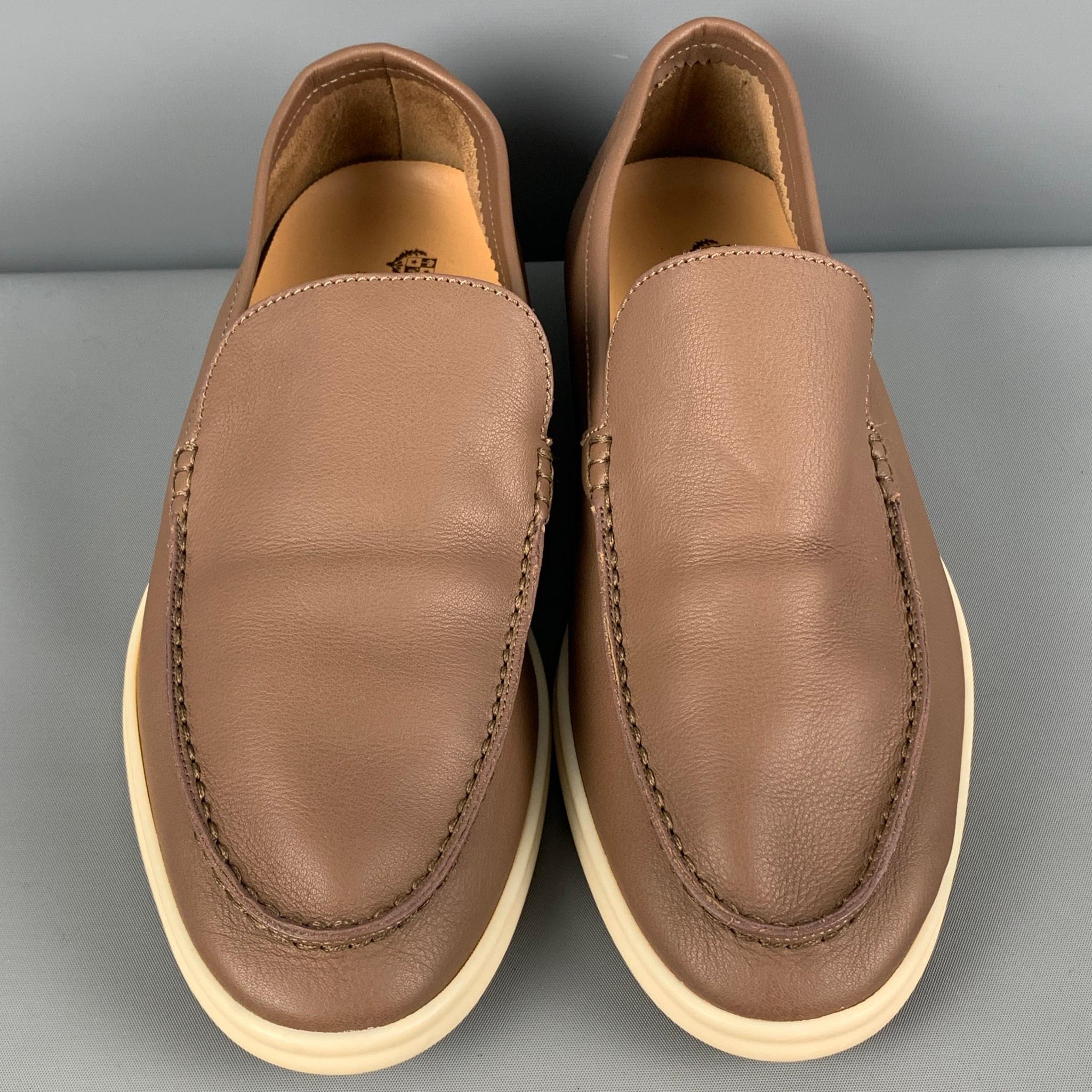 Men's LORO PIANA Size 8 Brown Leather Slip On Summer Walk Loafers