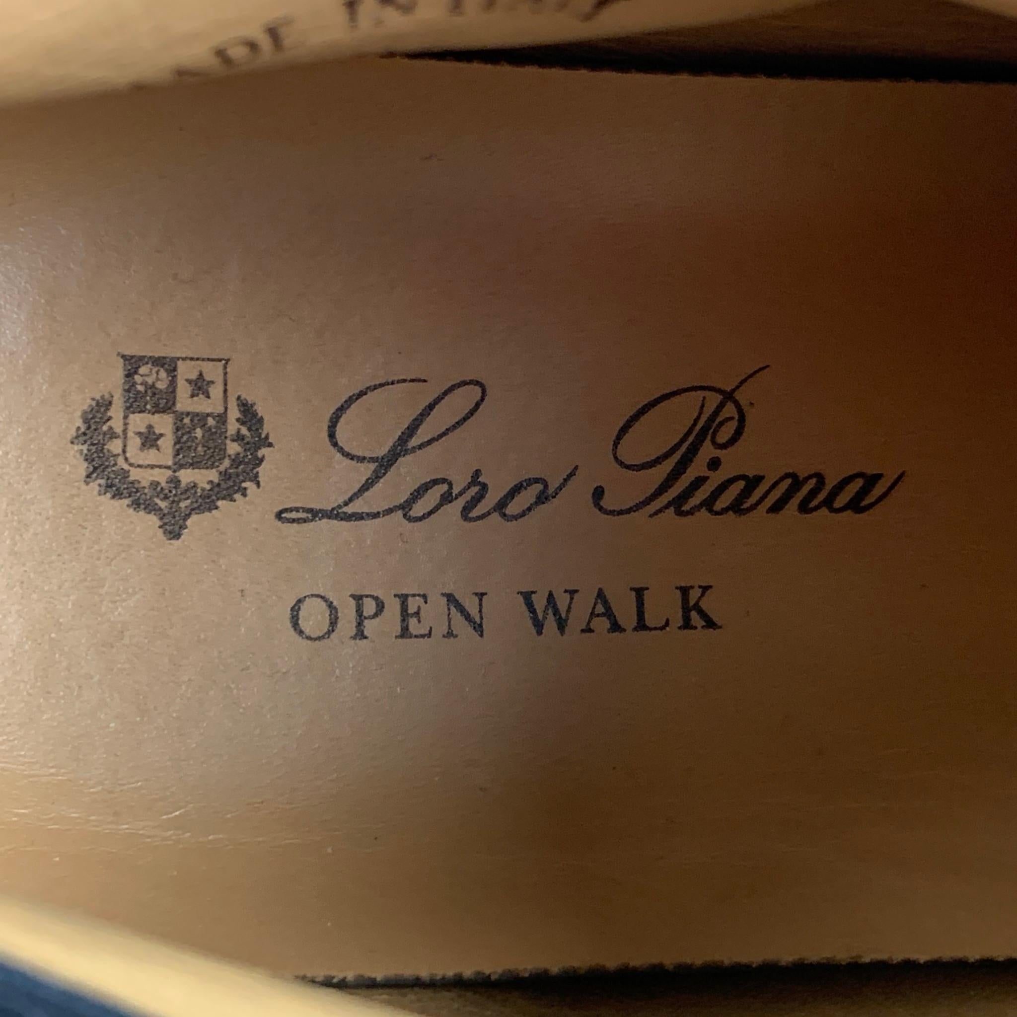 LORO PIANA Size 9.5 Navy Yellow Leather Open Walk Boots In Good Condition In San Francisco, CA