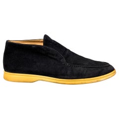 LORO PIANA Größe 9,5 Marinegelbe offene Laufstegstiefel aus Leder