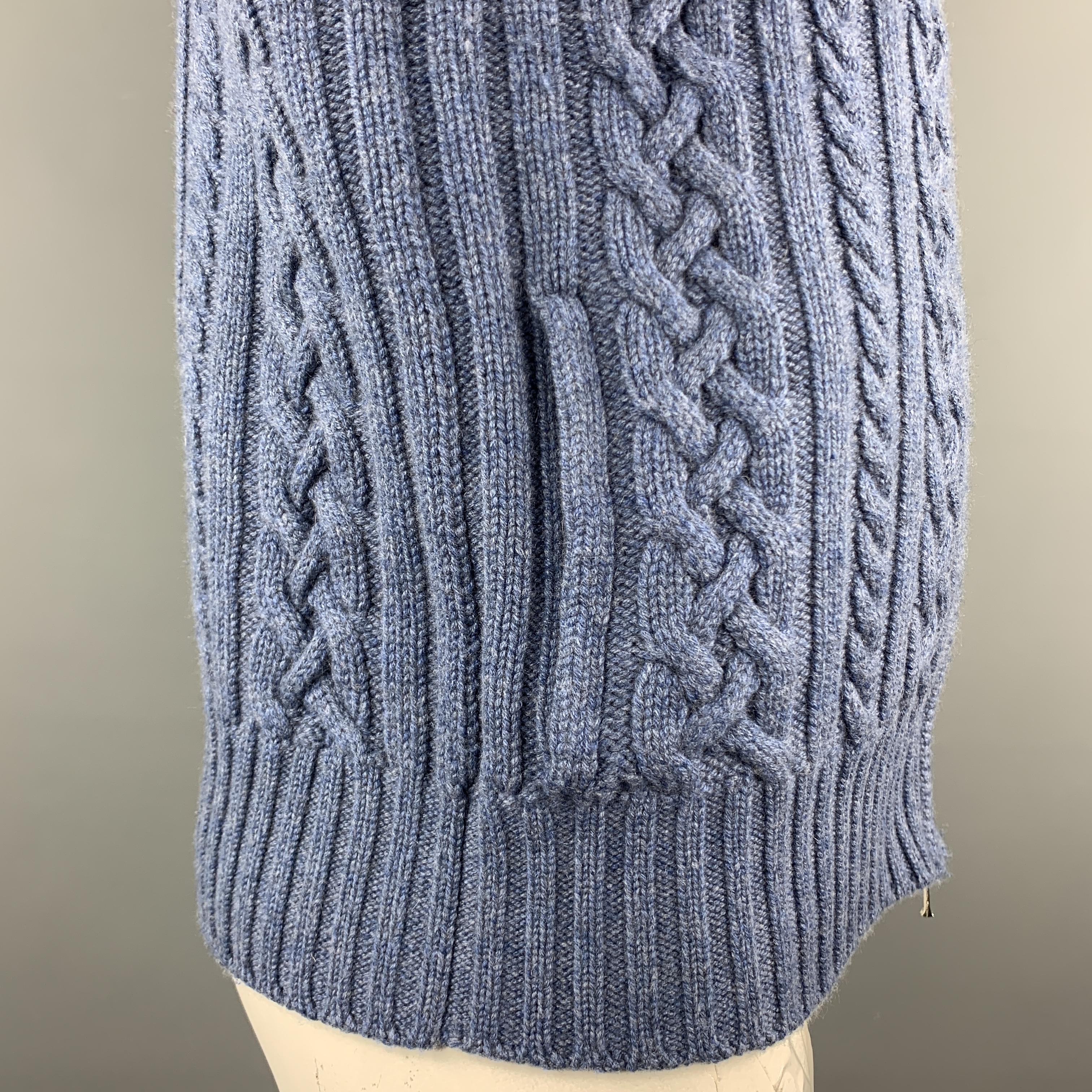 blue cable knit cardigan