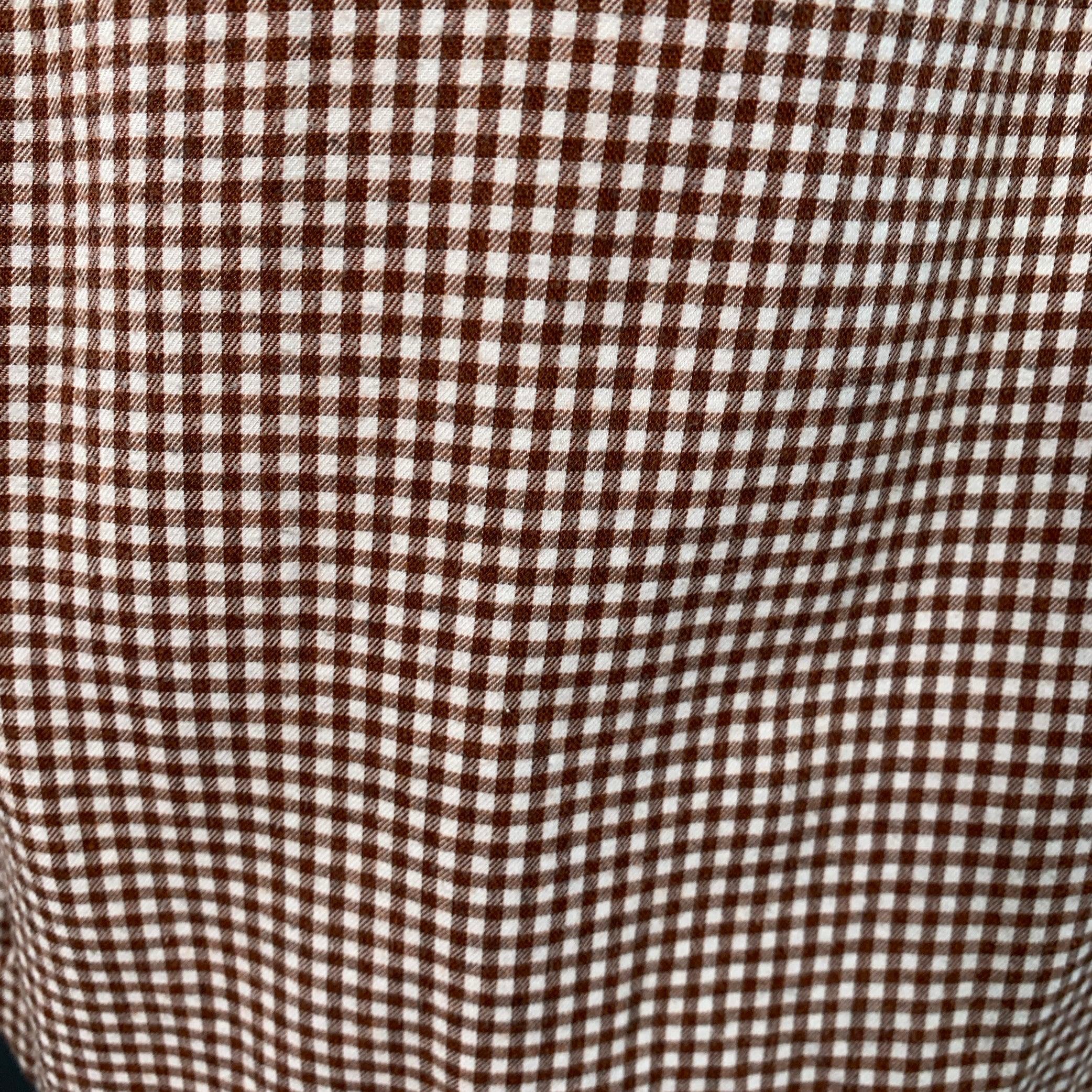 LORO PIANA Taglia L Marrone Bianco Cotone Gingham Una Camicia Tasca Manica Lunga in vendita 1