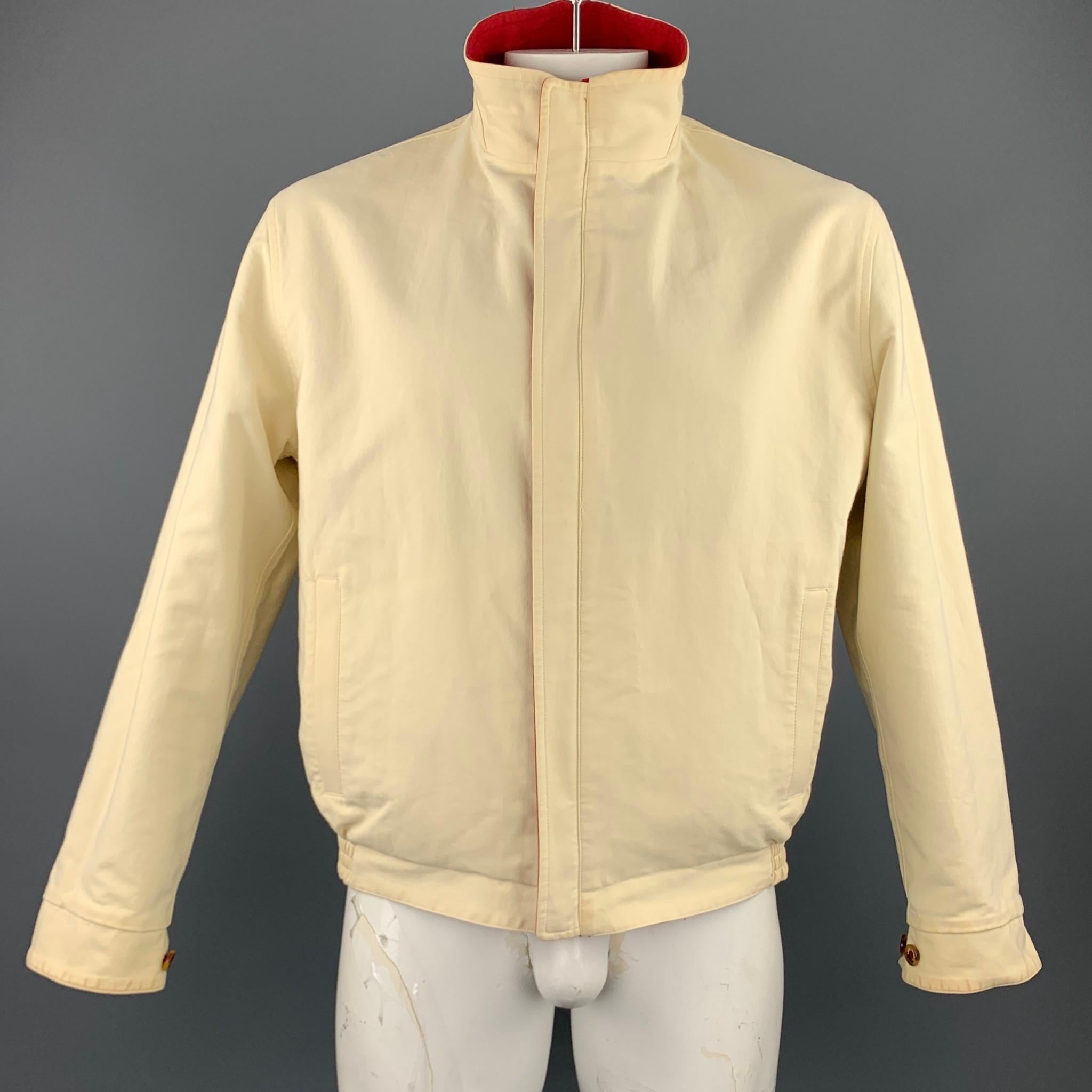 LORO PIANA Size L Red & Beige Cotton Reversible Jacket 2