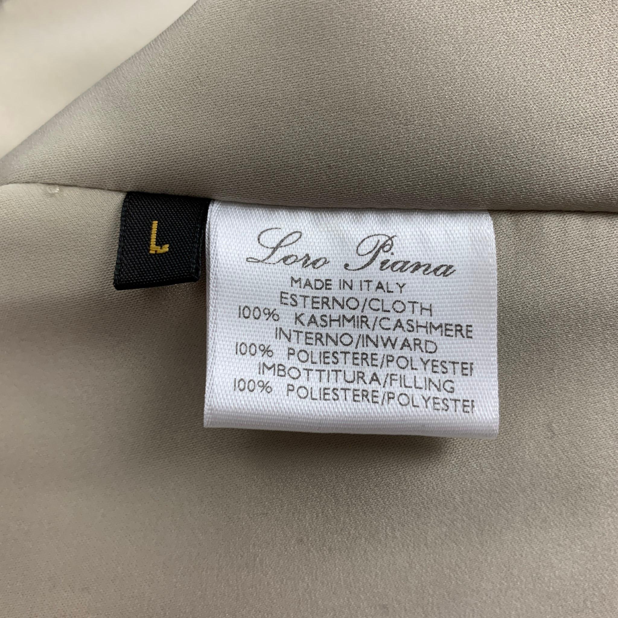 LORO PIANA Size L Taupe Cashmere Hidden Placket Strom System Jacket In New Condition In San Francisco, CA