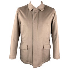 LORO PIANA Size L Taupe Cashmere Zip & Snaps STORM SYSTEM Jacket