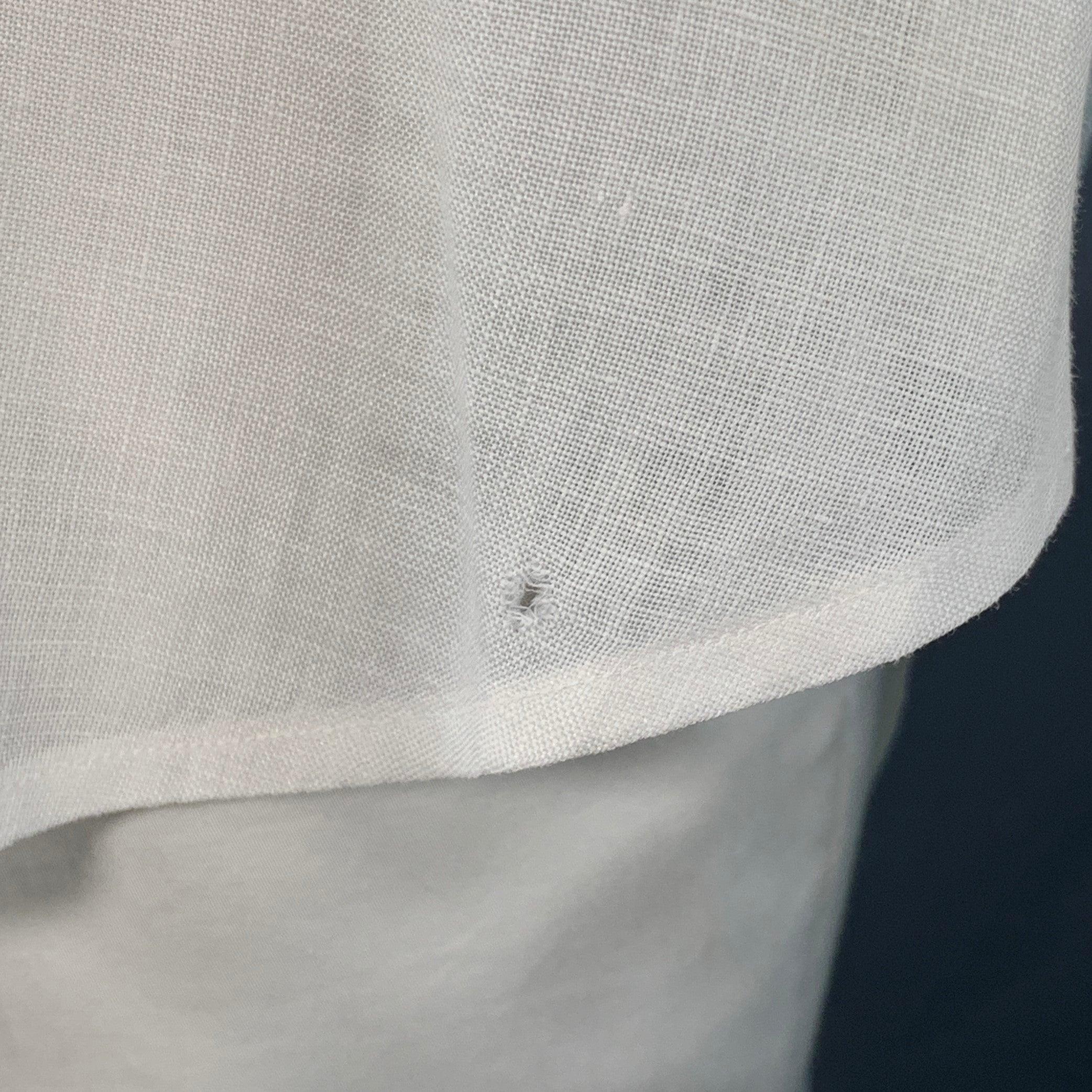 Uomo LORO PIANA Taglia L Camicia in lino bianca a un taschino a maniche lunghe in vendita