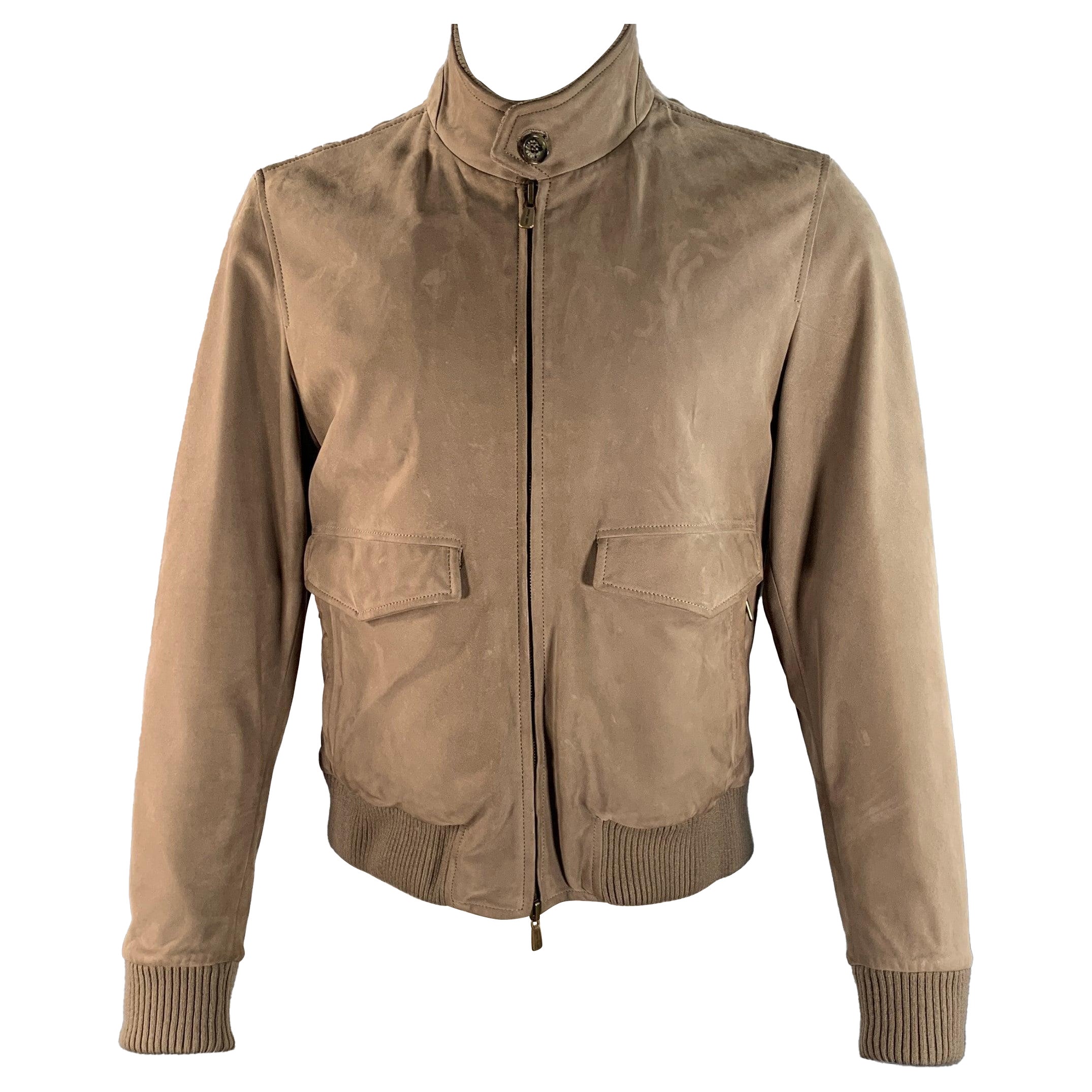 LORO PIANA Size M Brown Herringbone Wool Reversible Jacket