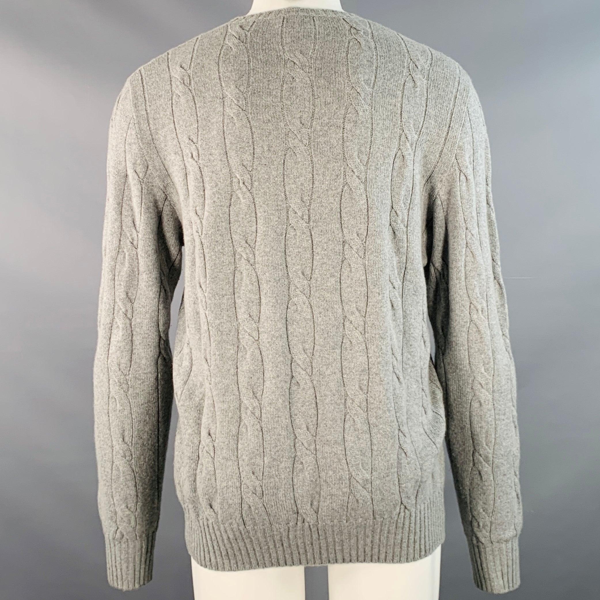 Loro Piana taglia M Grigio Maglia a girocollo in cashmere Baby Cable Knit In condizioni buone in vendita a San Francisco, CA