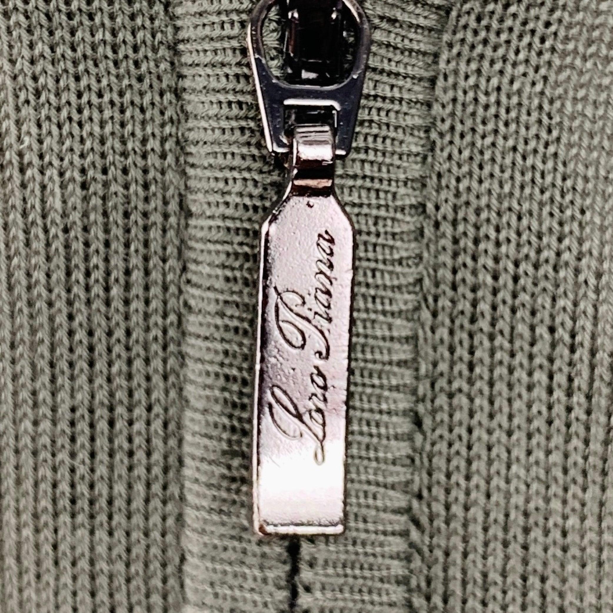 Men's LORO PIANA Size M Olive Green Knit Cotton Zip Up Jacket
