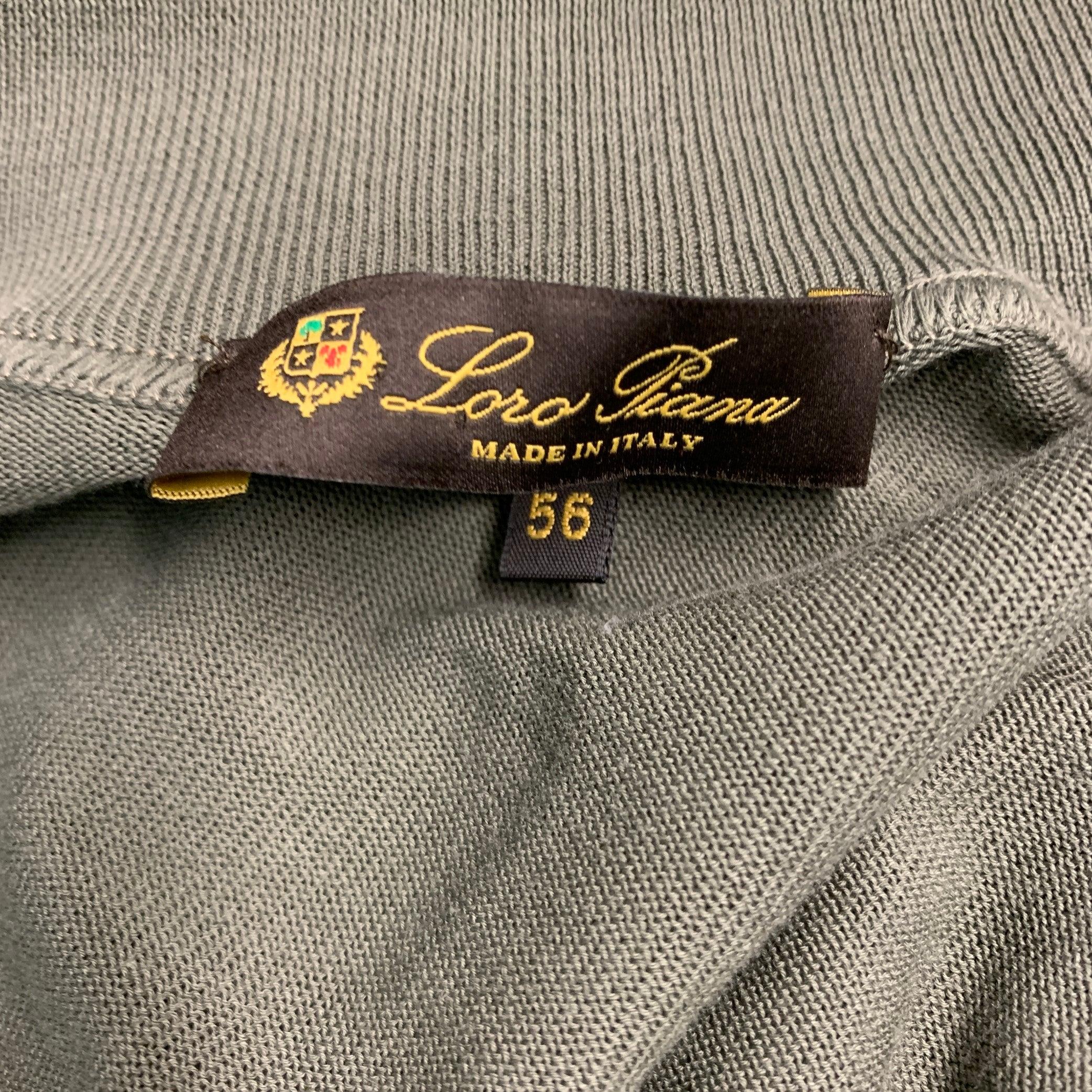 LORO PIANA Size M Olive Green Knit Cotton Zip Up Jacket 3