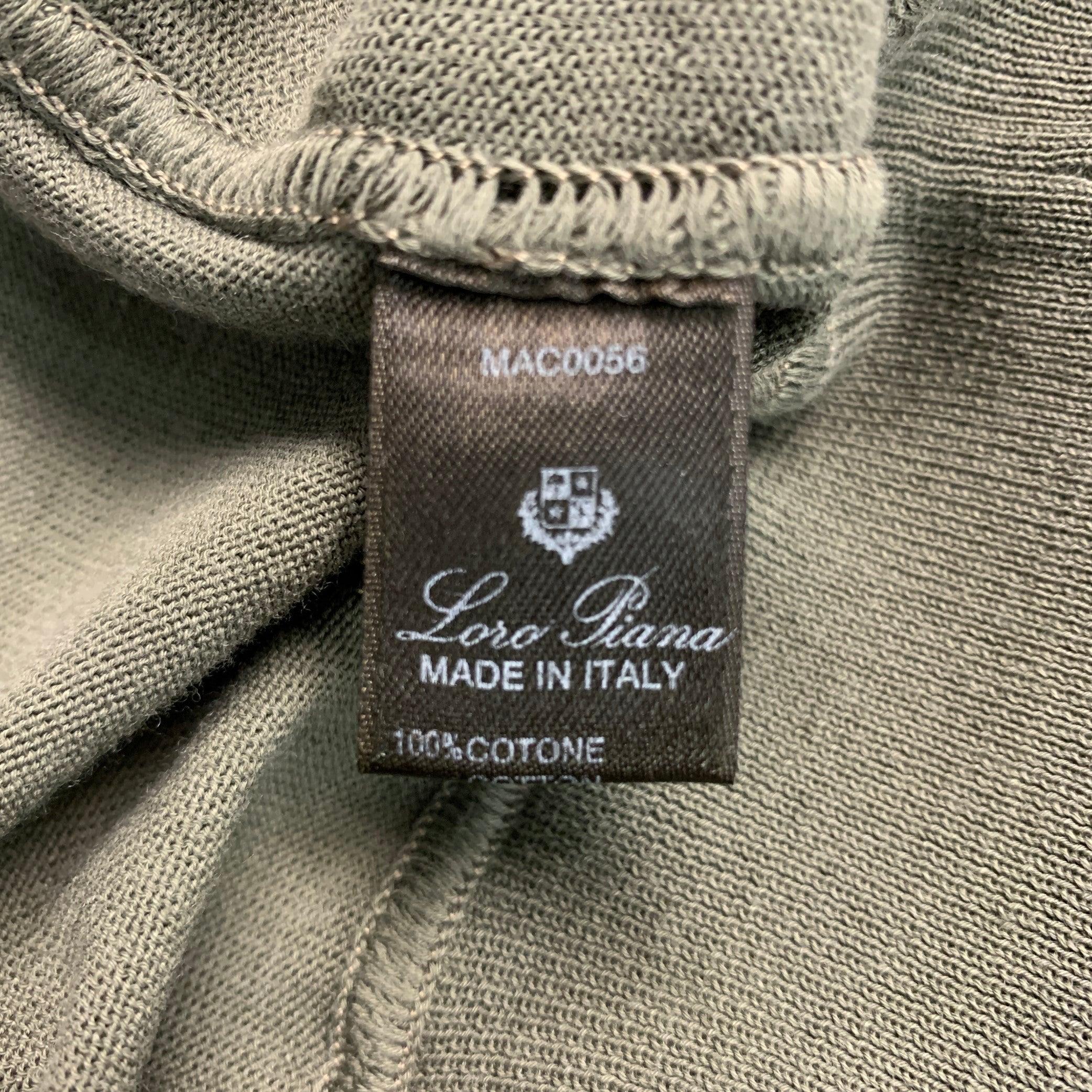 LORO PIANA Size M Olive Green Knit Cotton Zip Up Jacket 4