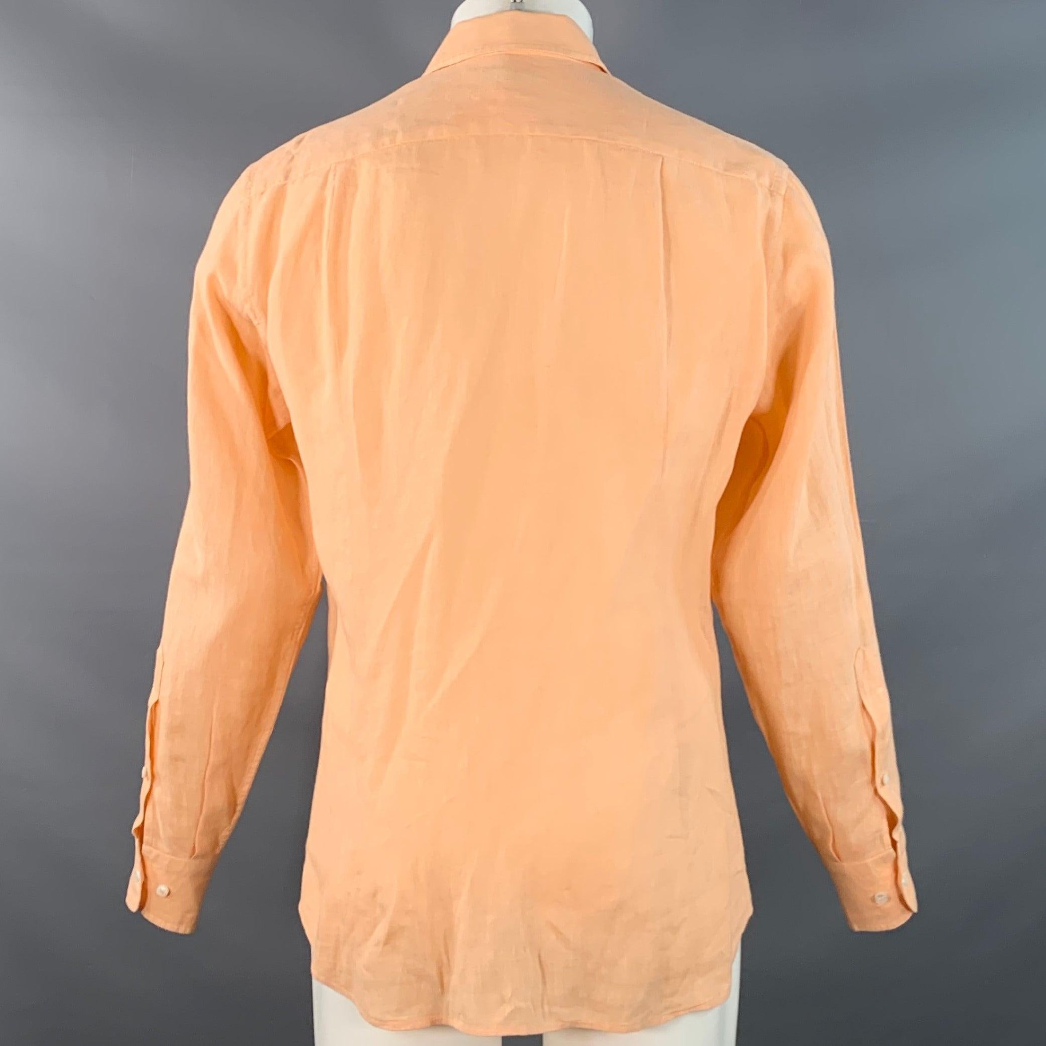 Orange Loro Piana Taille M Chemise à manches longues à une poche en lin orange en vente