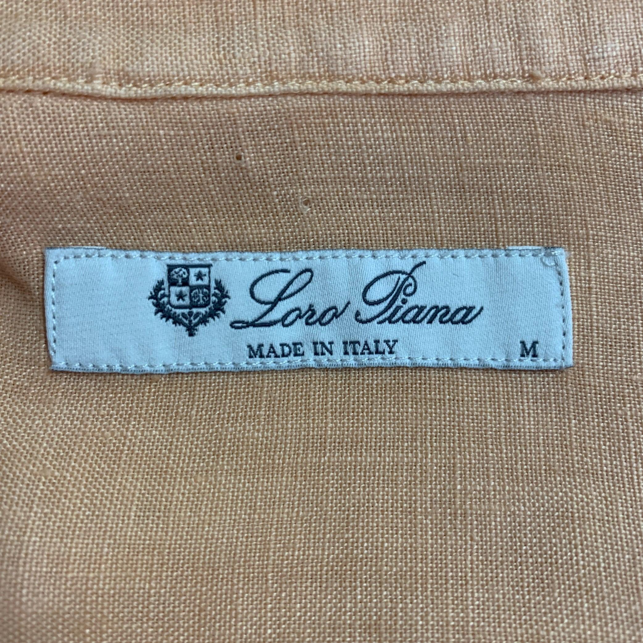 Loro Piana Taille M Chemise à manches longues à une poche en lin orange Pour hommes en vente