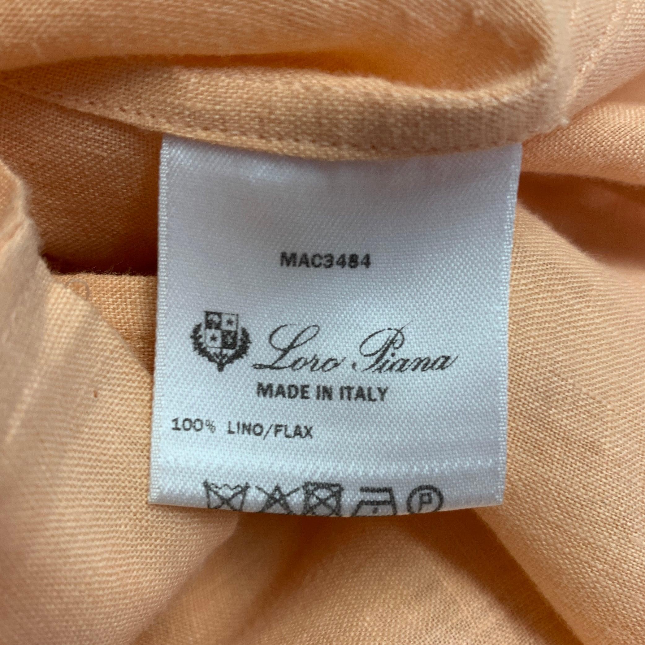 Loro Piana Taille M Chemise à manches longues à une poche en lin orange en vente 1
