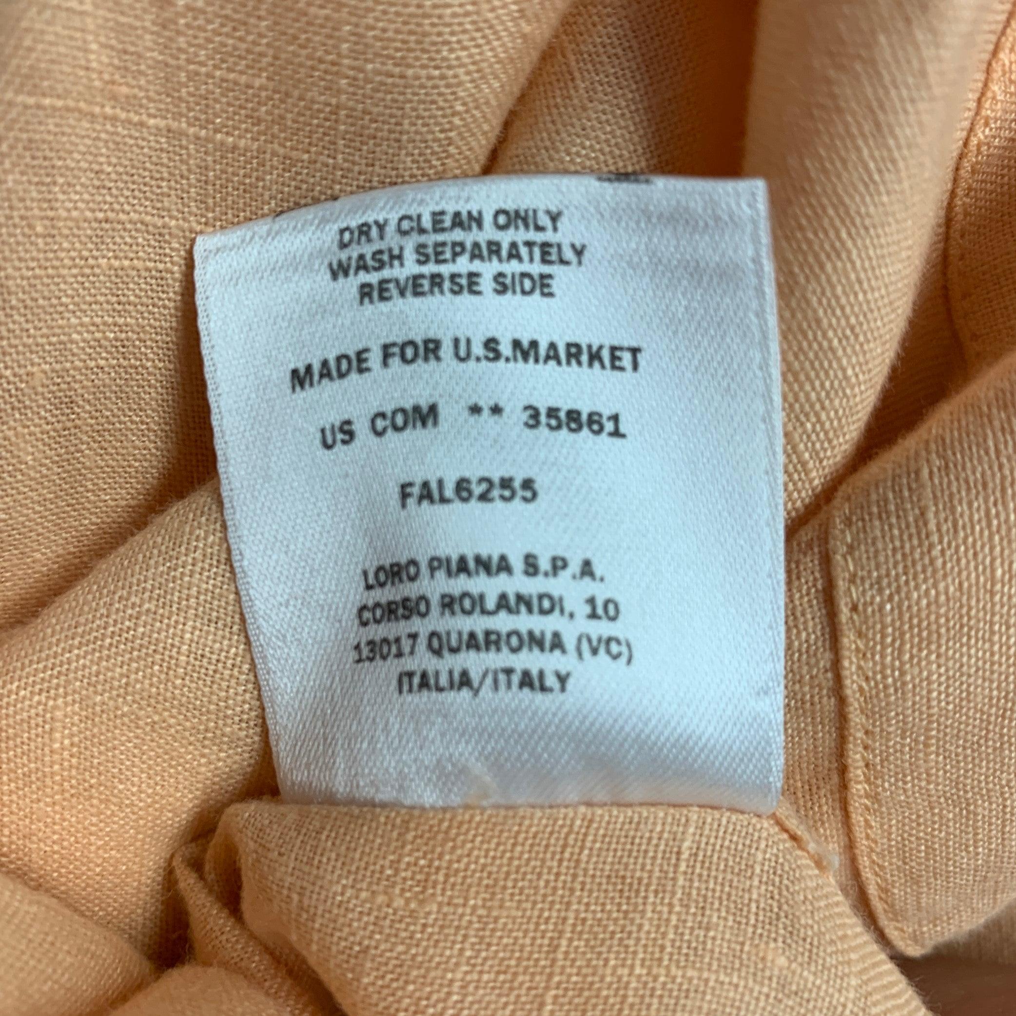 Loro Piana Taille M Chemise à manches longues à une poche en lin orange en vente 2