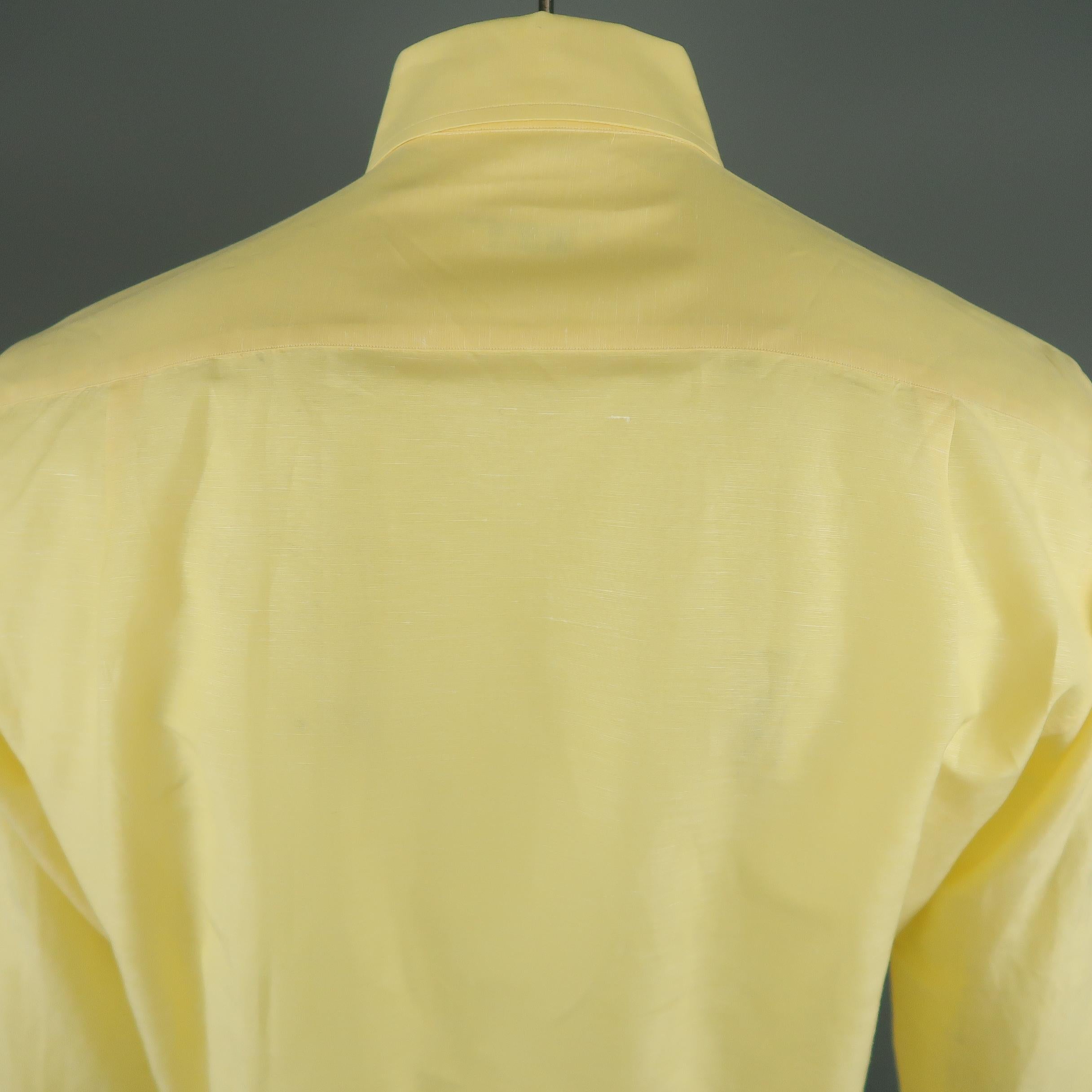LORO PIANA Size M Yellow Linen / Cotton Long Sleeve Shirt In Excellent Condition In San Francisco, CA