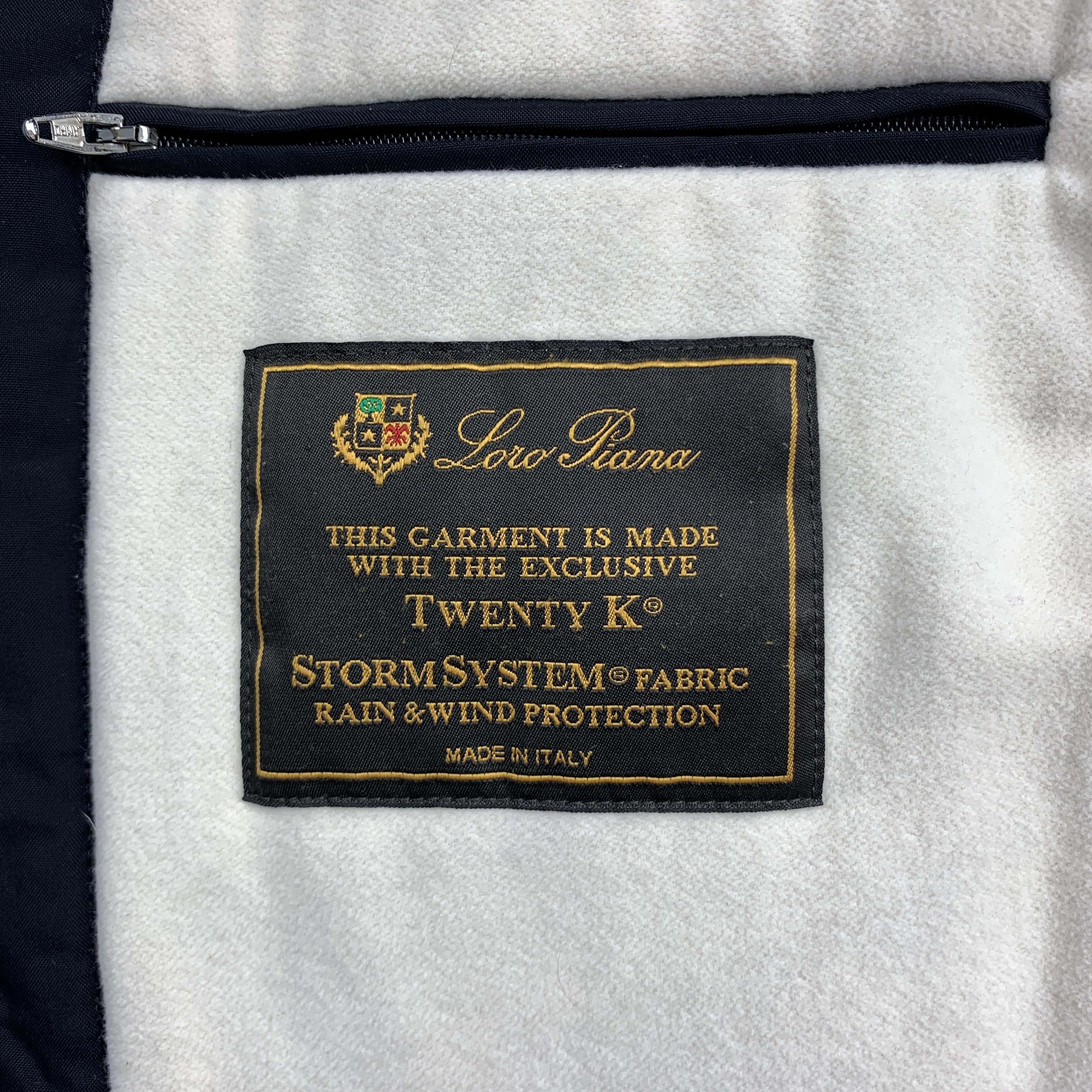Men's LORO PIANA Size XL Black Cashmere Lined TWENTY K Storm System Zip Up Vest