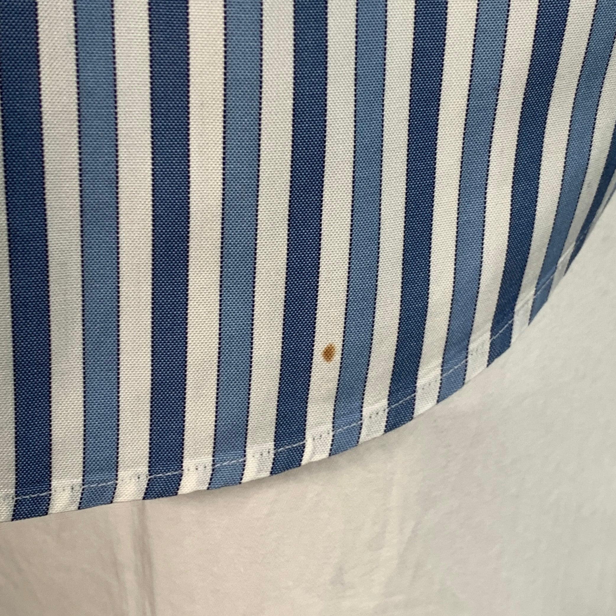 LORO PIANA Größe XL blau weiß gestreift Baumwolle eine Tasche Langarmhemd Herren im Angebot